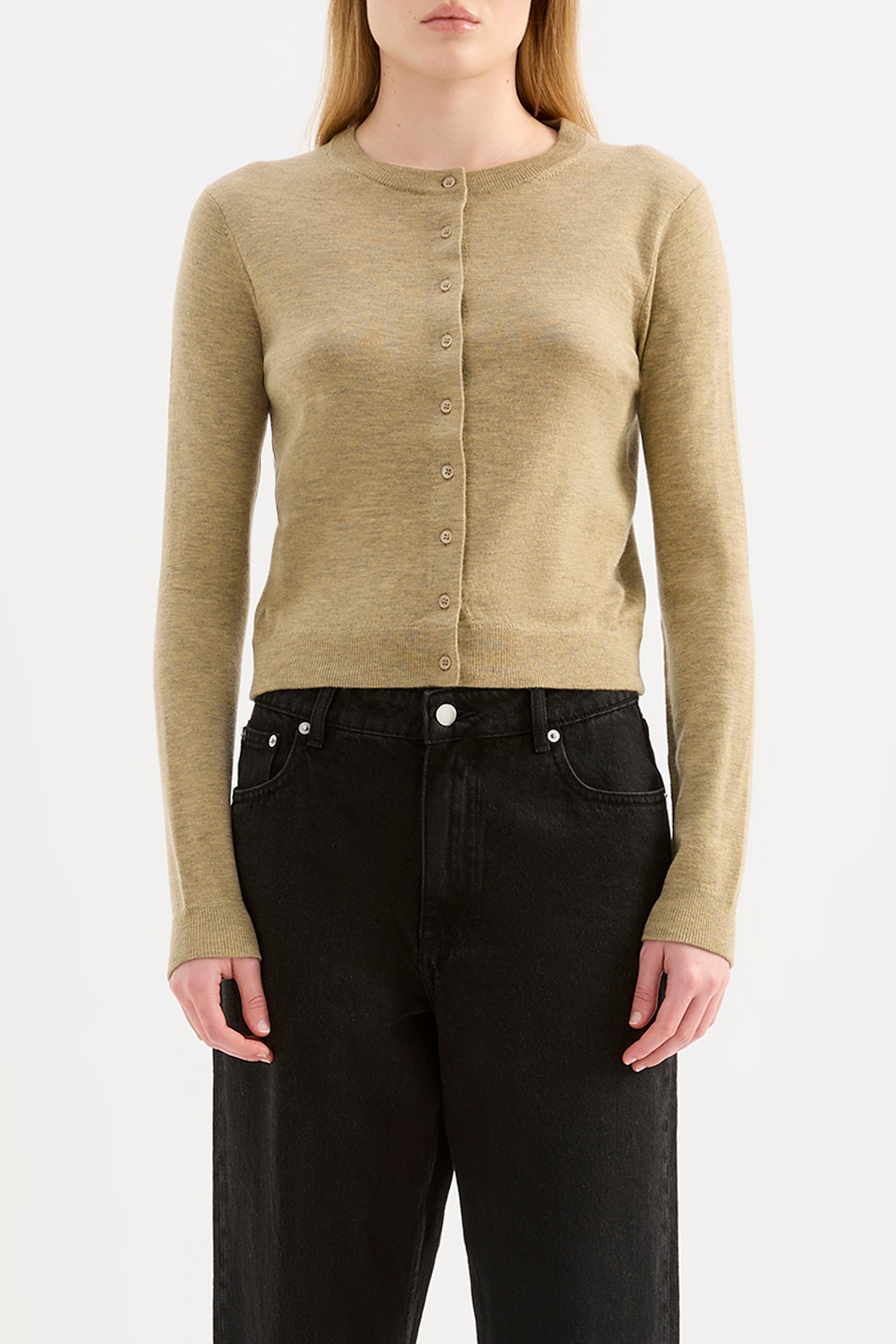 Elvio Merino Blend Cardigan Khaki 
