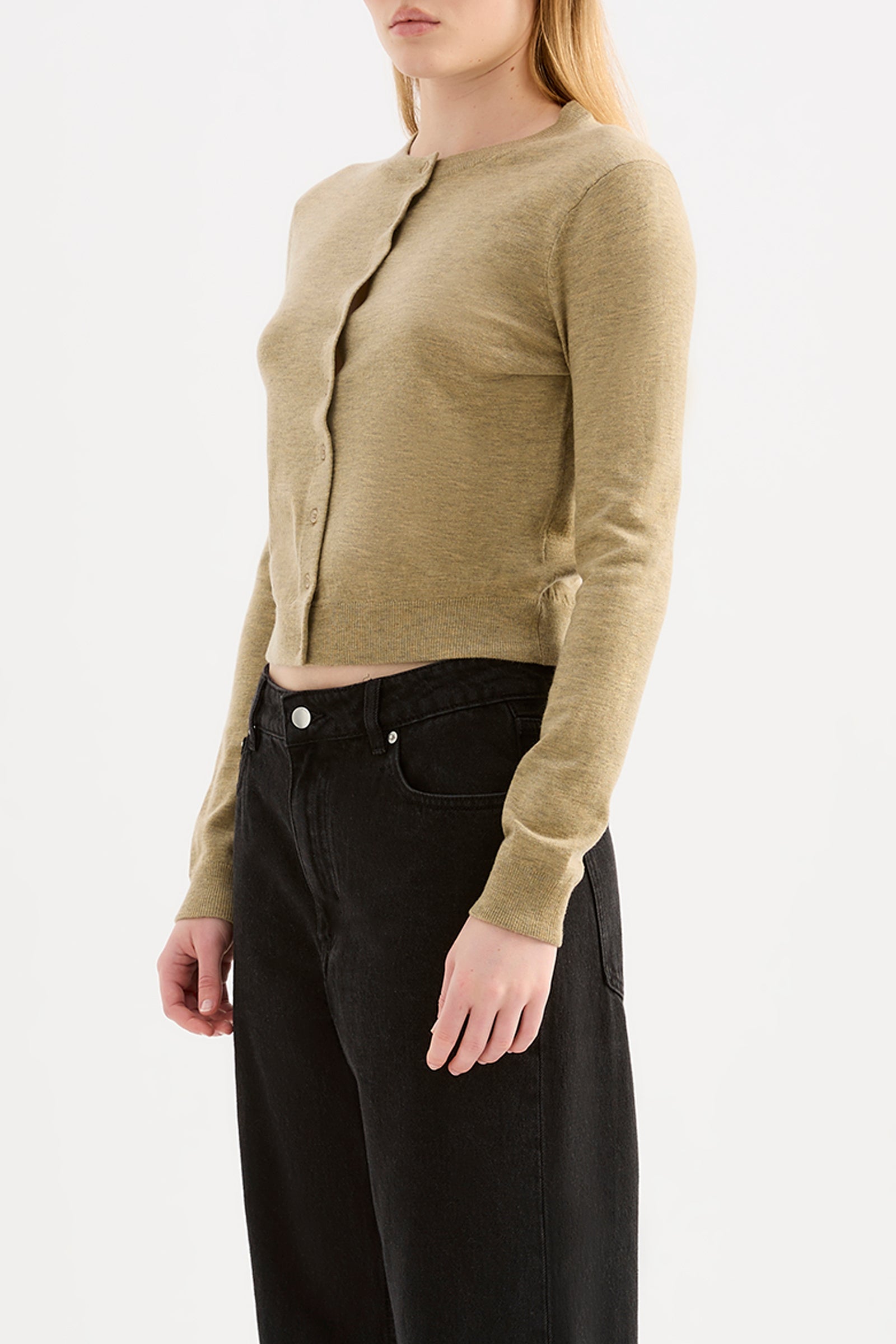 Elvio Merino Blend Cardigan Khaki 