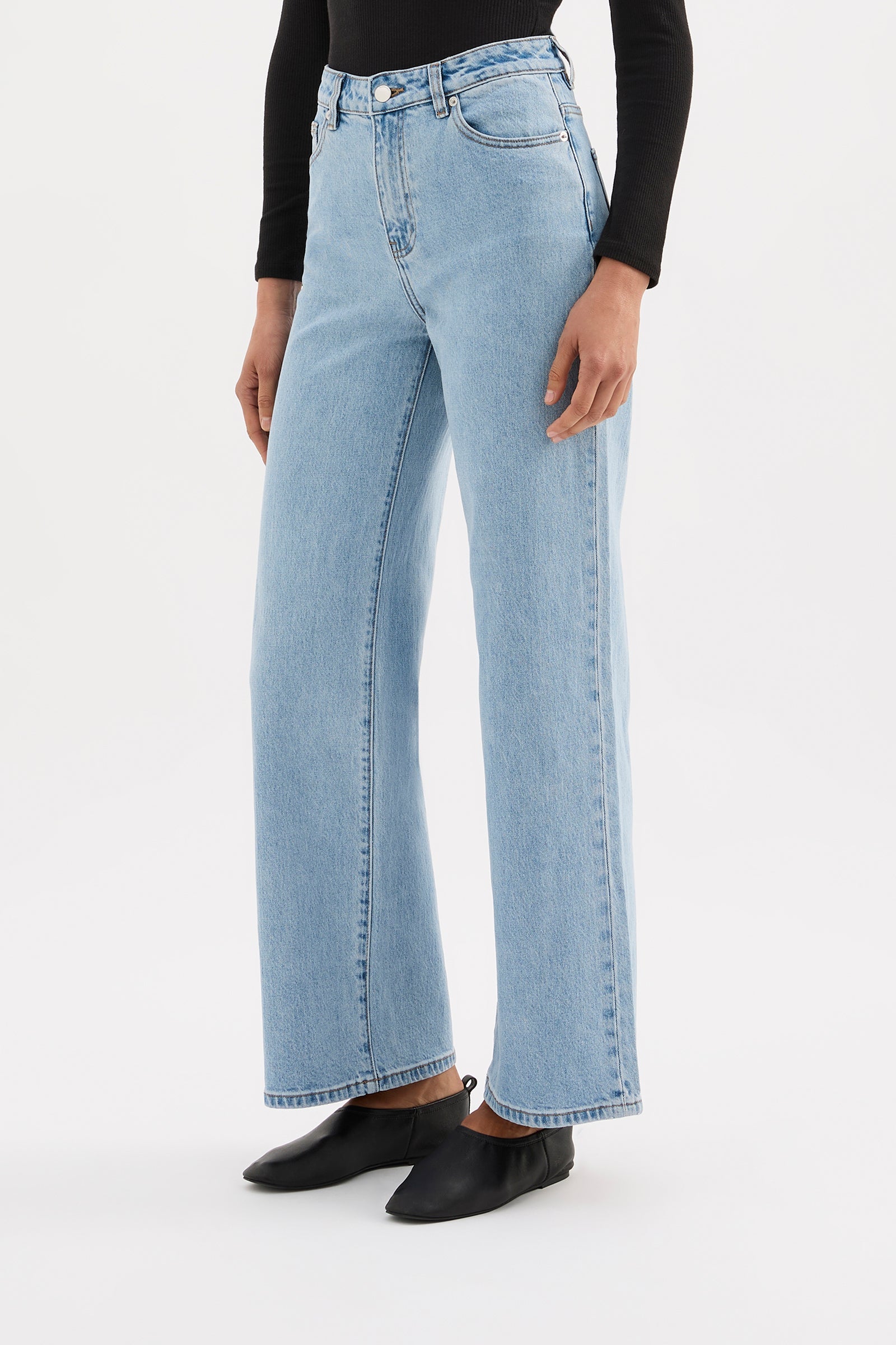 Organic Stretch Wide Leg Jean Soft Blue 
