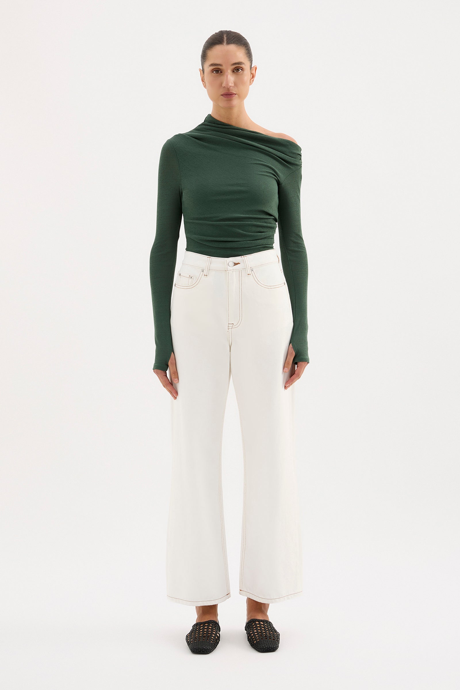 Rue Mesh Ls Top Emerald 