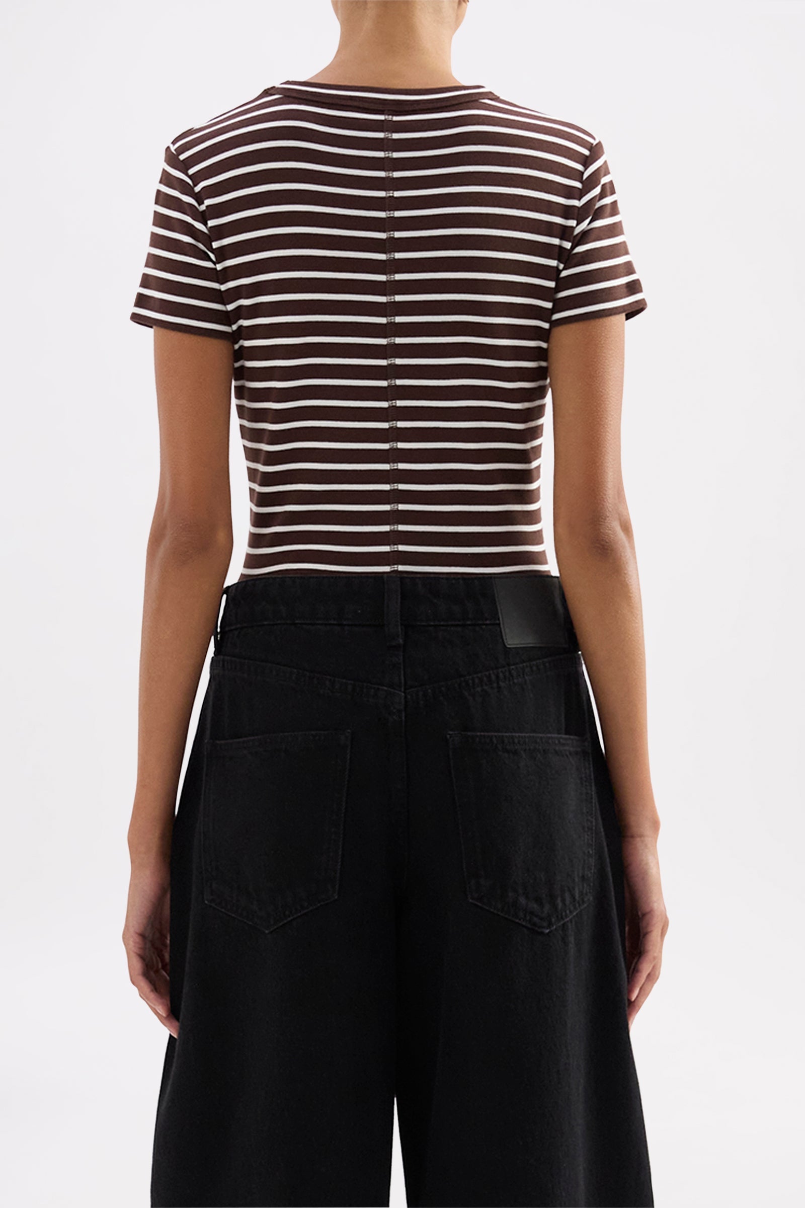 Organic Stripe Baby Tee Choc Stripe 