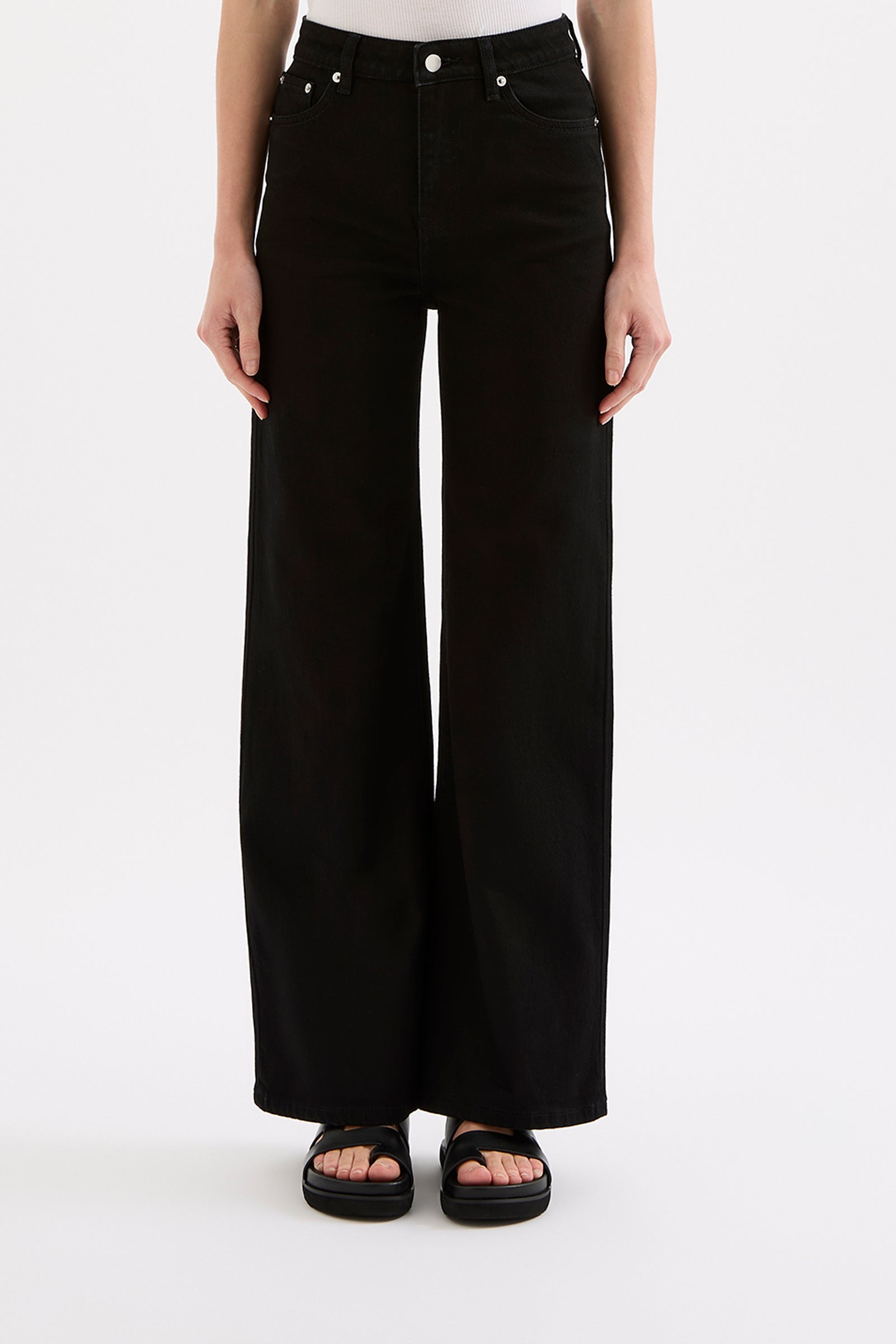 Organic Stretch Wide Leg Jean Black 