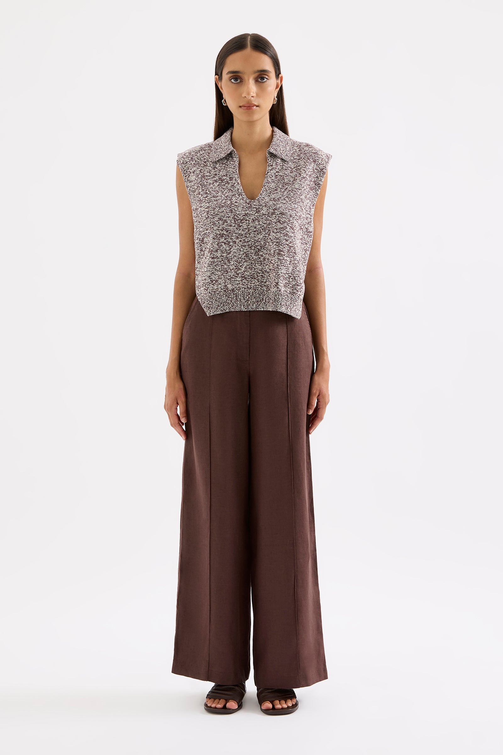 Mio Knit Vest Chocolate Marle 