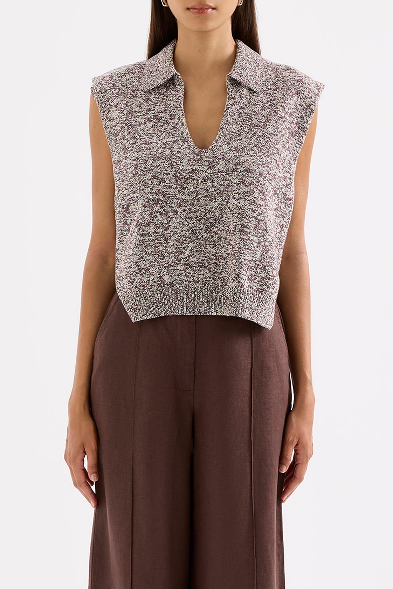Mio Knit Vest Chocolate Marle 