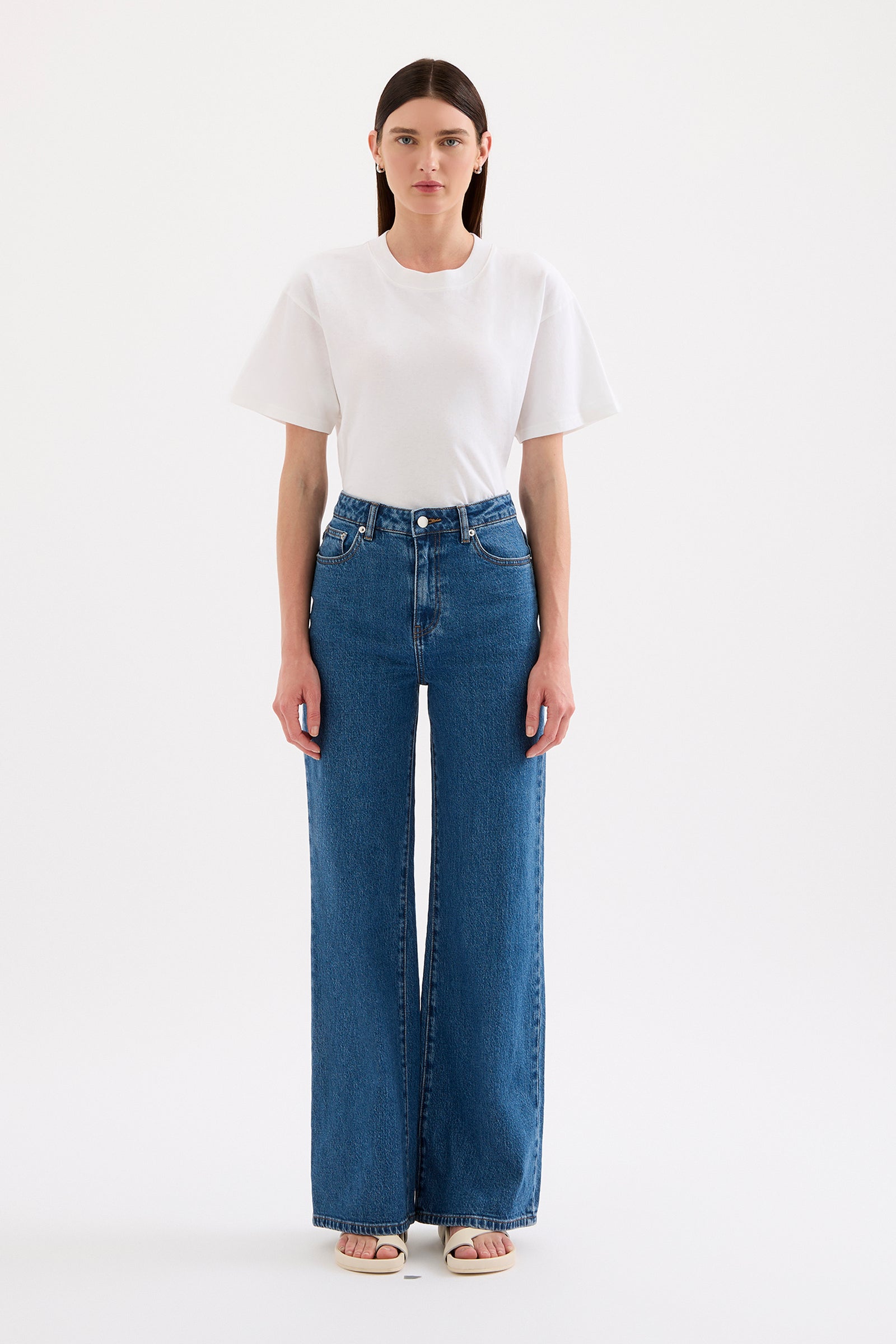 Organic Stretch Wide Leg Jean Royal Blue 