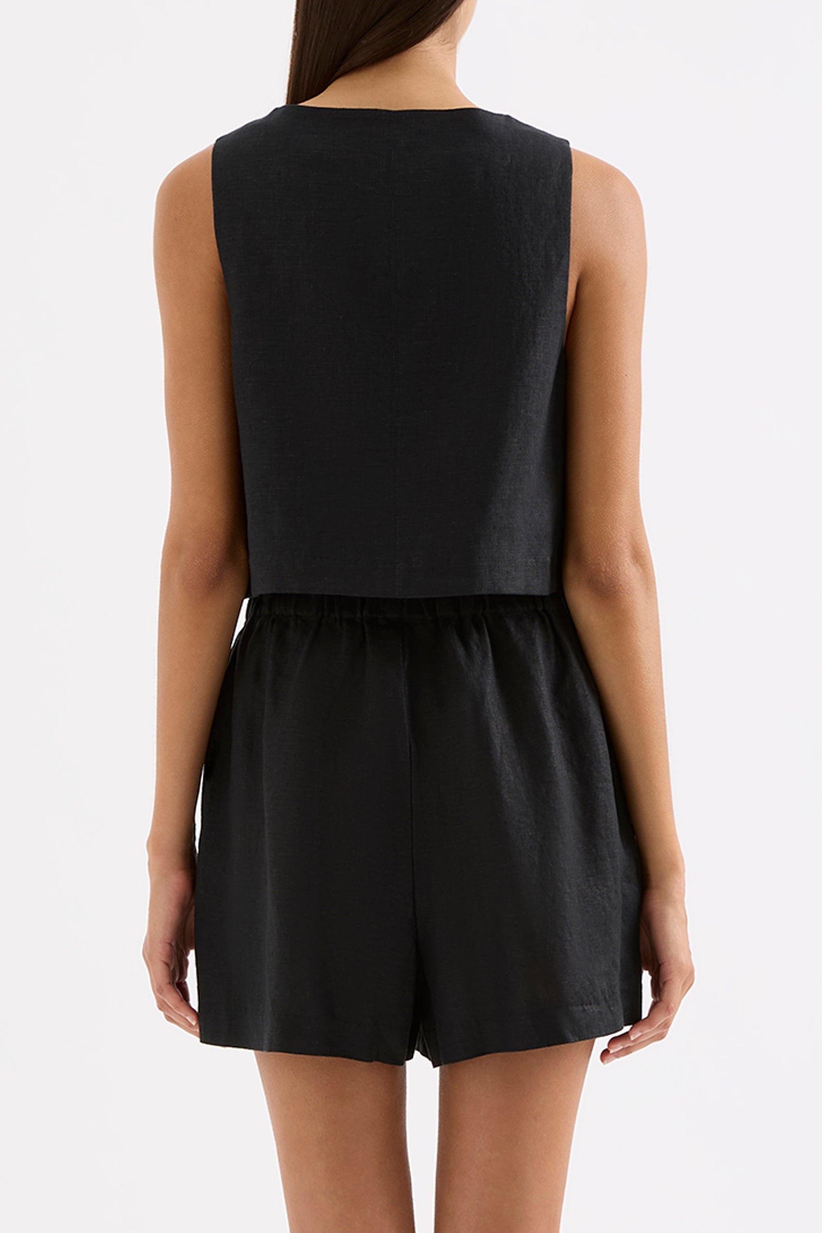 Theo Linen Top Black 