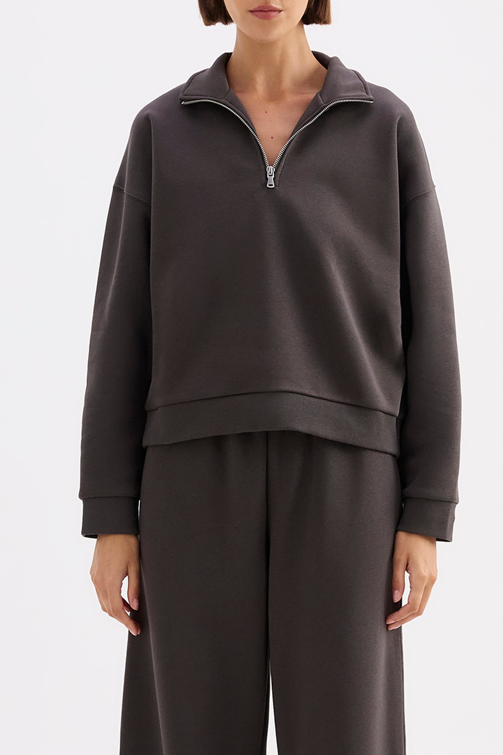 Carter Classic Zip Front Sweat Coal 