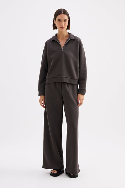 Carter Classic Zip Front Sweat Coal 