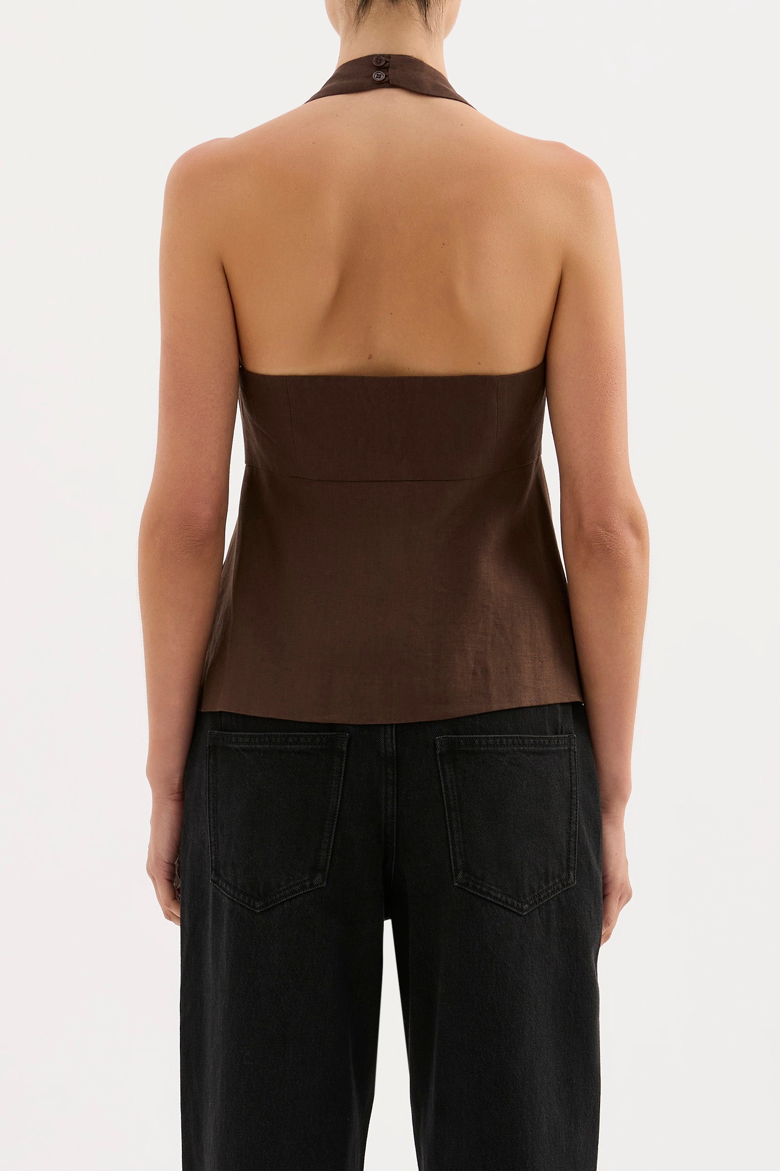 Zayda Linen Vest Chocolate 