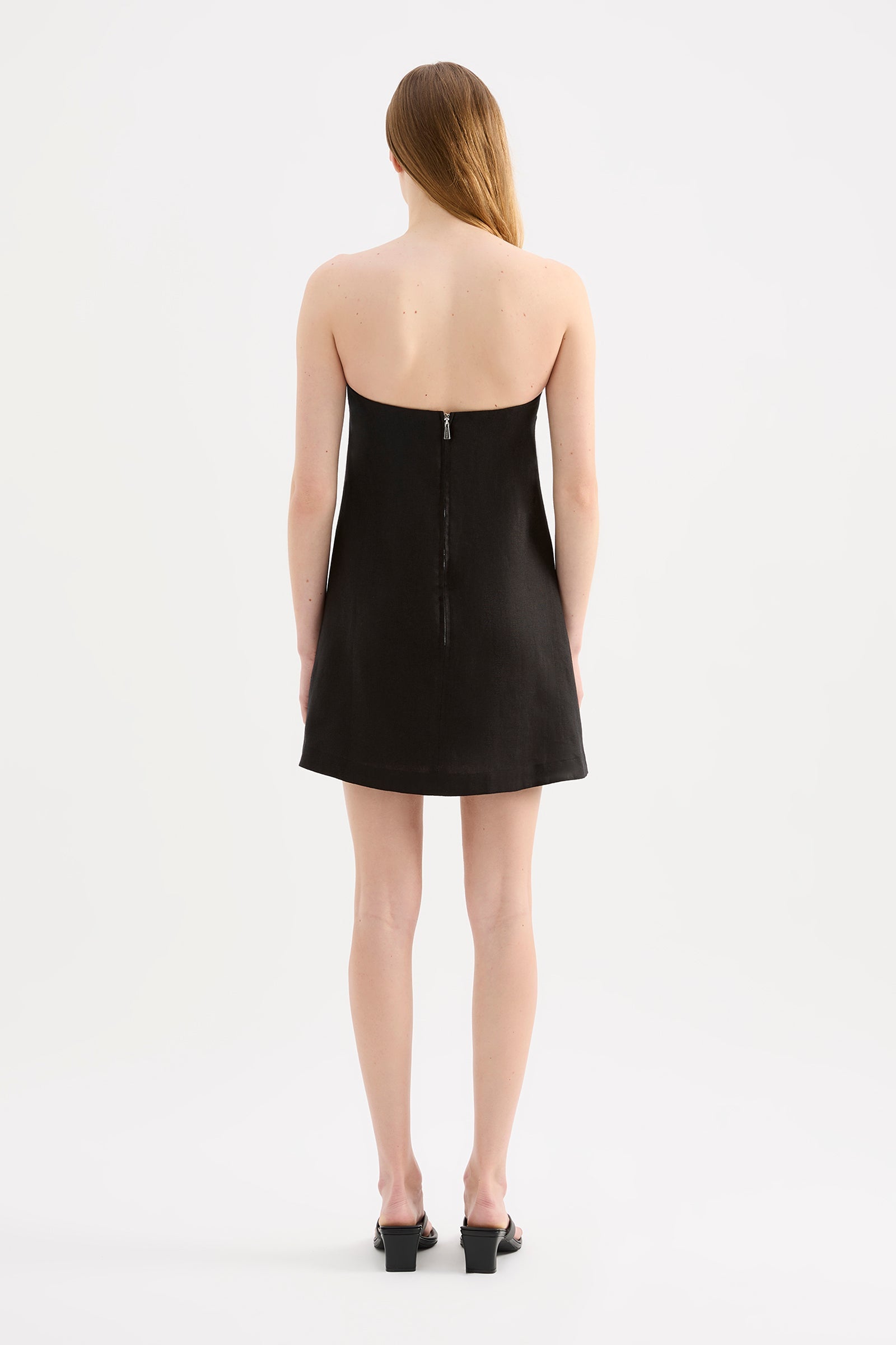 Elyse Linen Mini Dress Black 