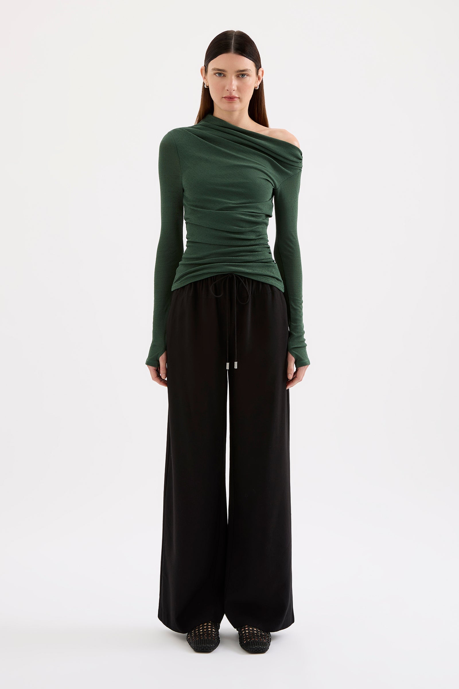 Rue Mesh Ls Top Emerald 