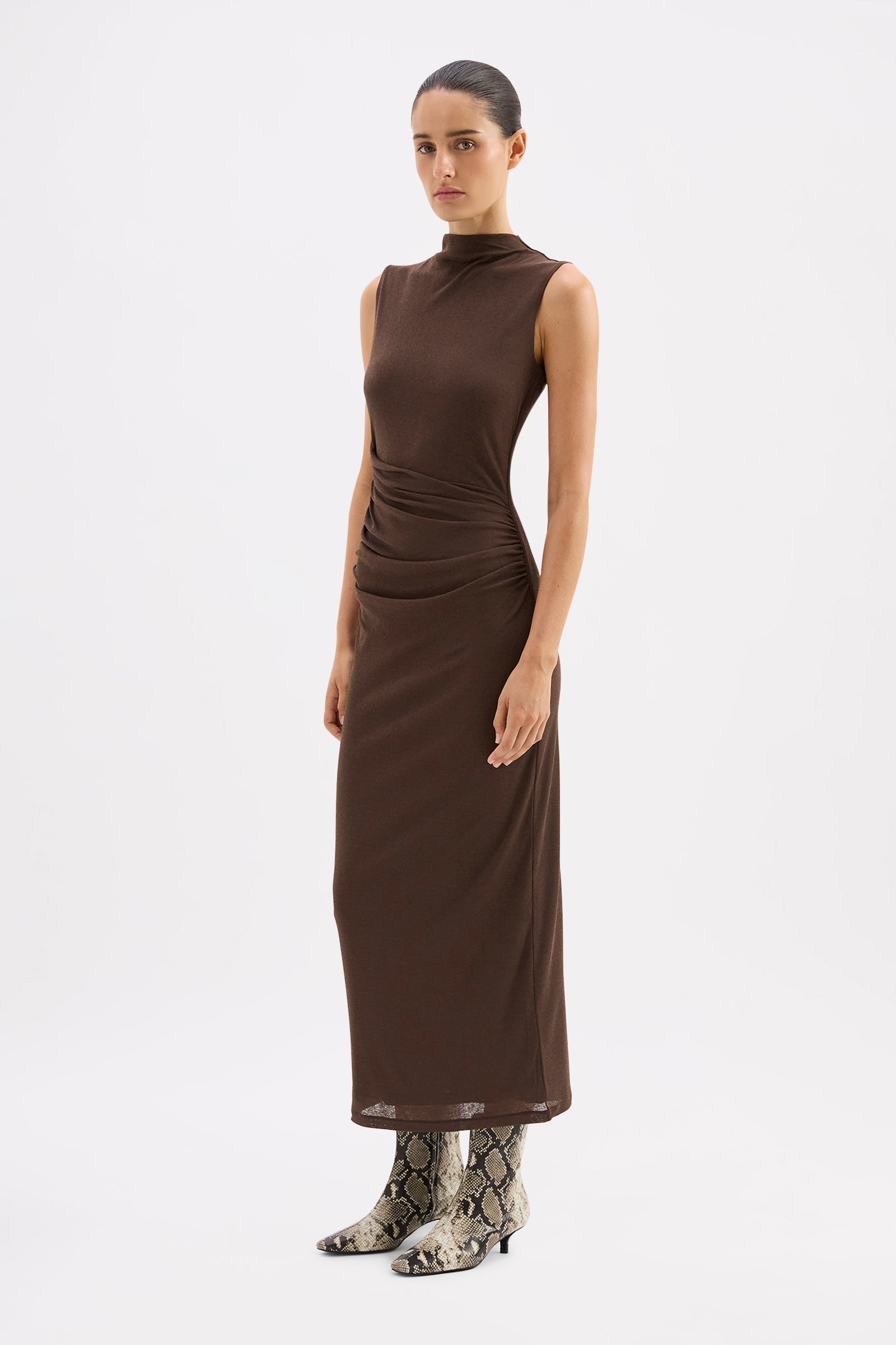 Sara Mesh Dress Walnut 