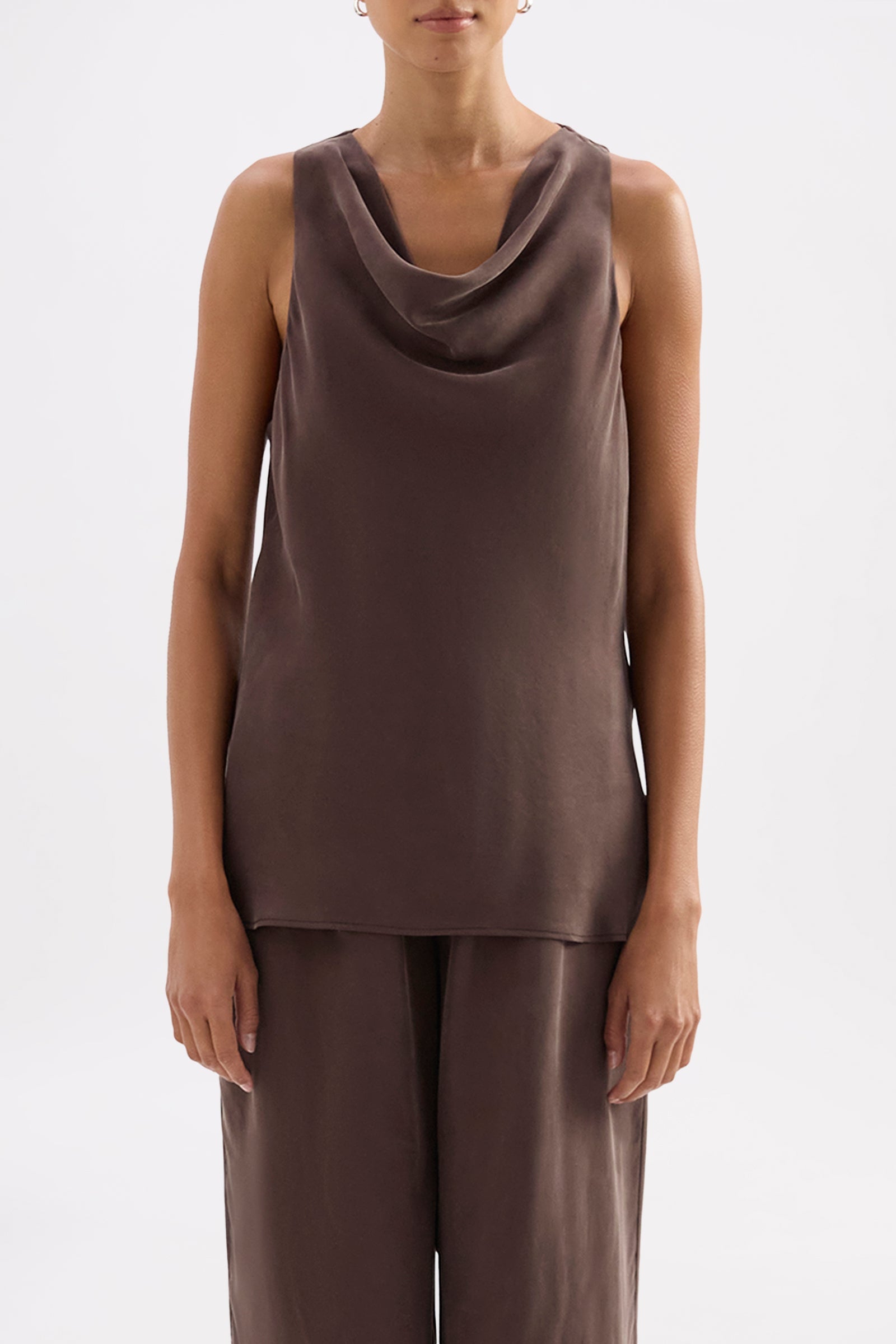 Dara Cupro Top Chocolate 
