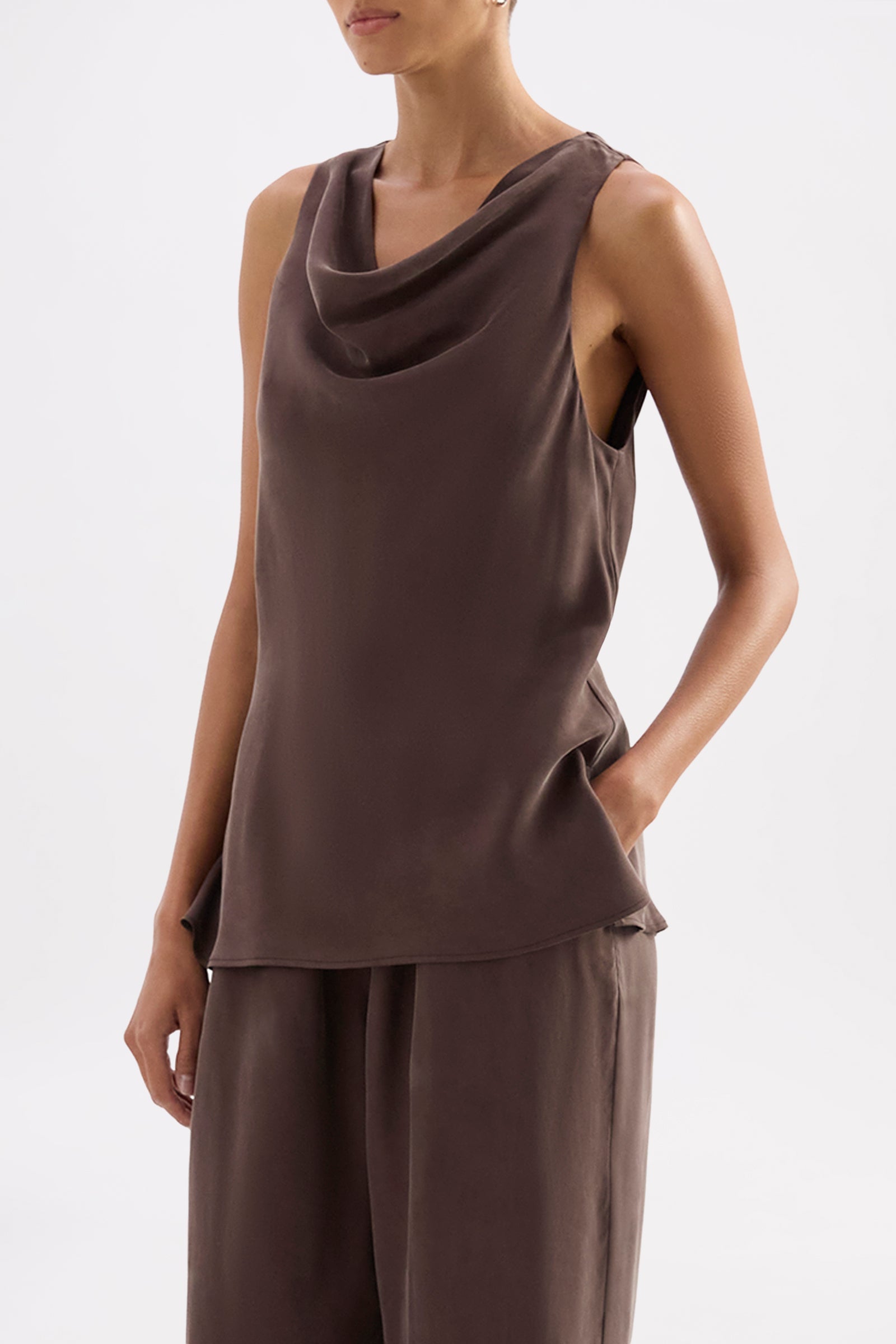 Dara Cupro Top Chocolate 