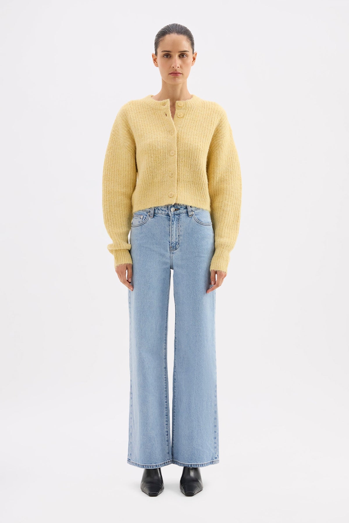 Nixon Cropped Cardigan Butter 