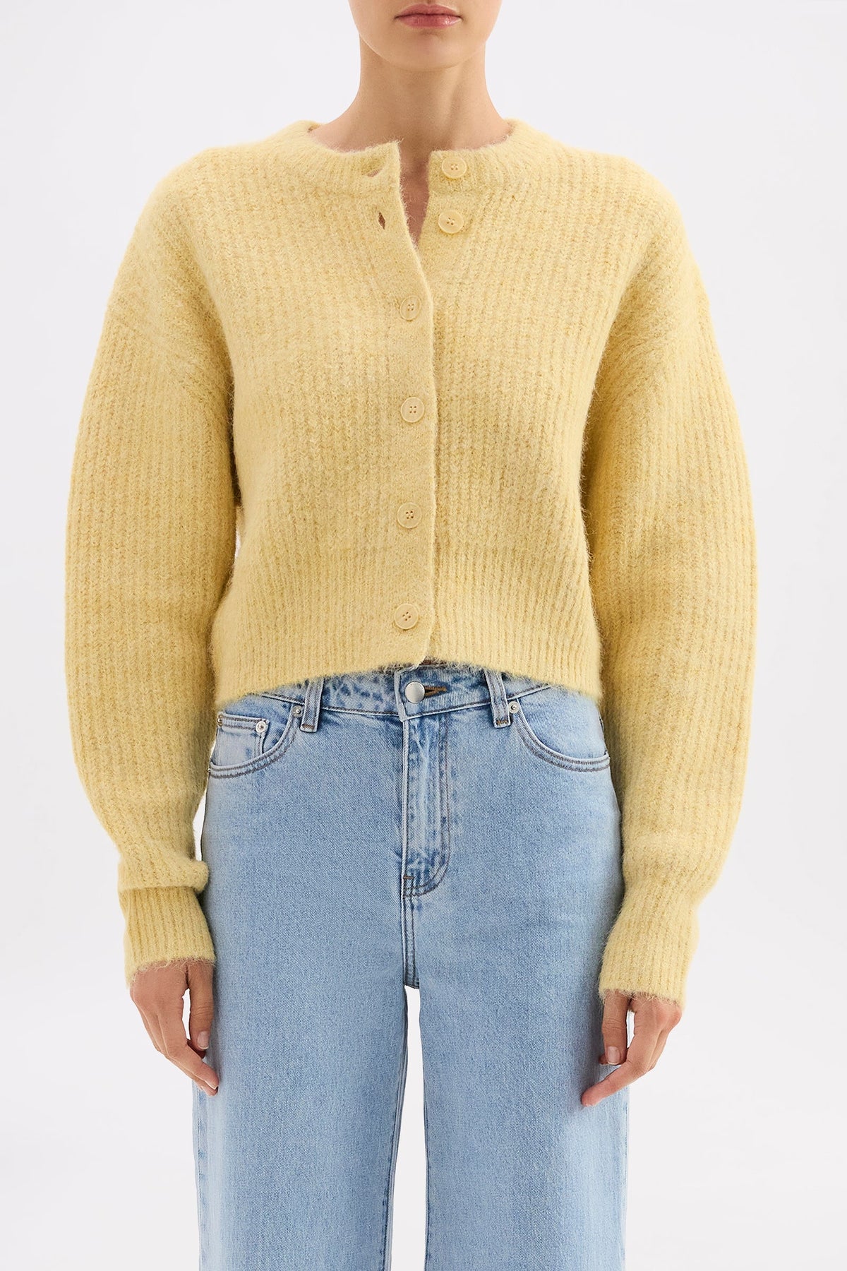 Nixon Cropped Cardigan Butter 