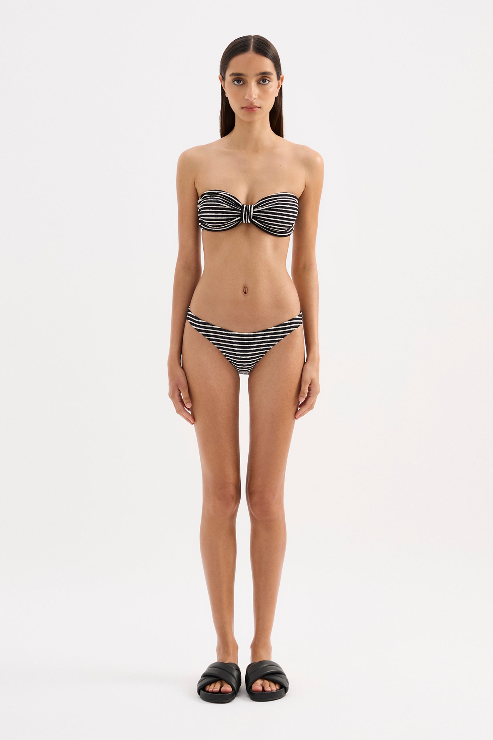 Stripe Crinkle Cheeky Brief Black Stripe 