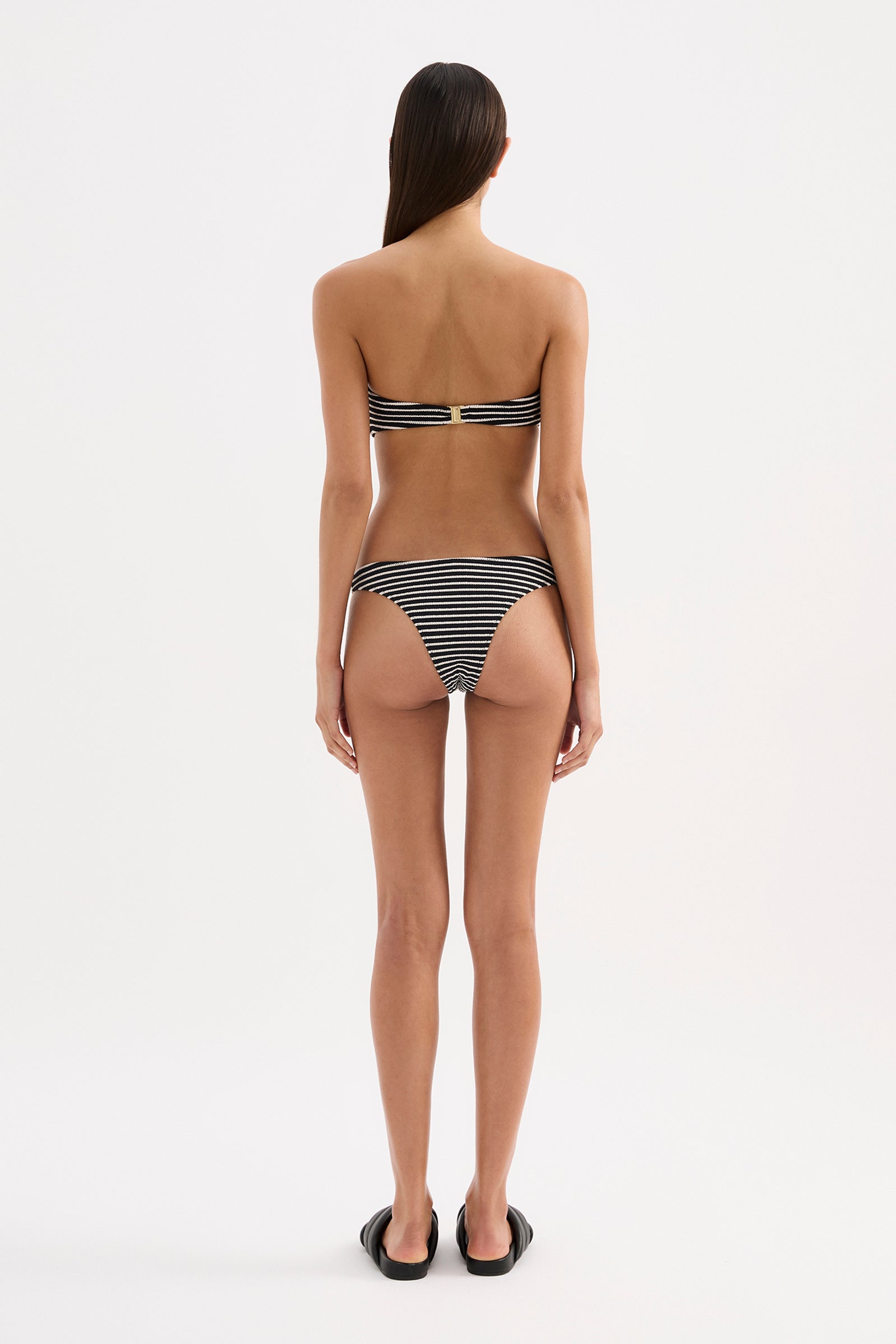 Stripe Crinkle Cheeky Brief Black Stripe 