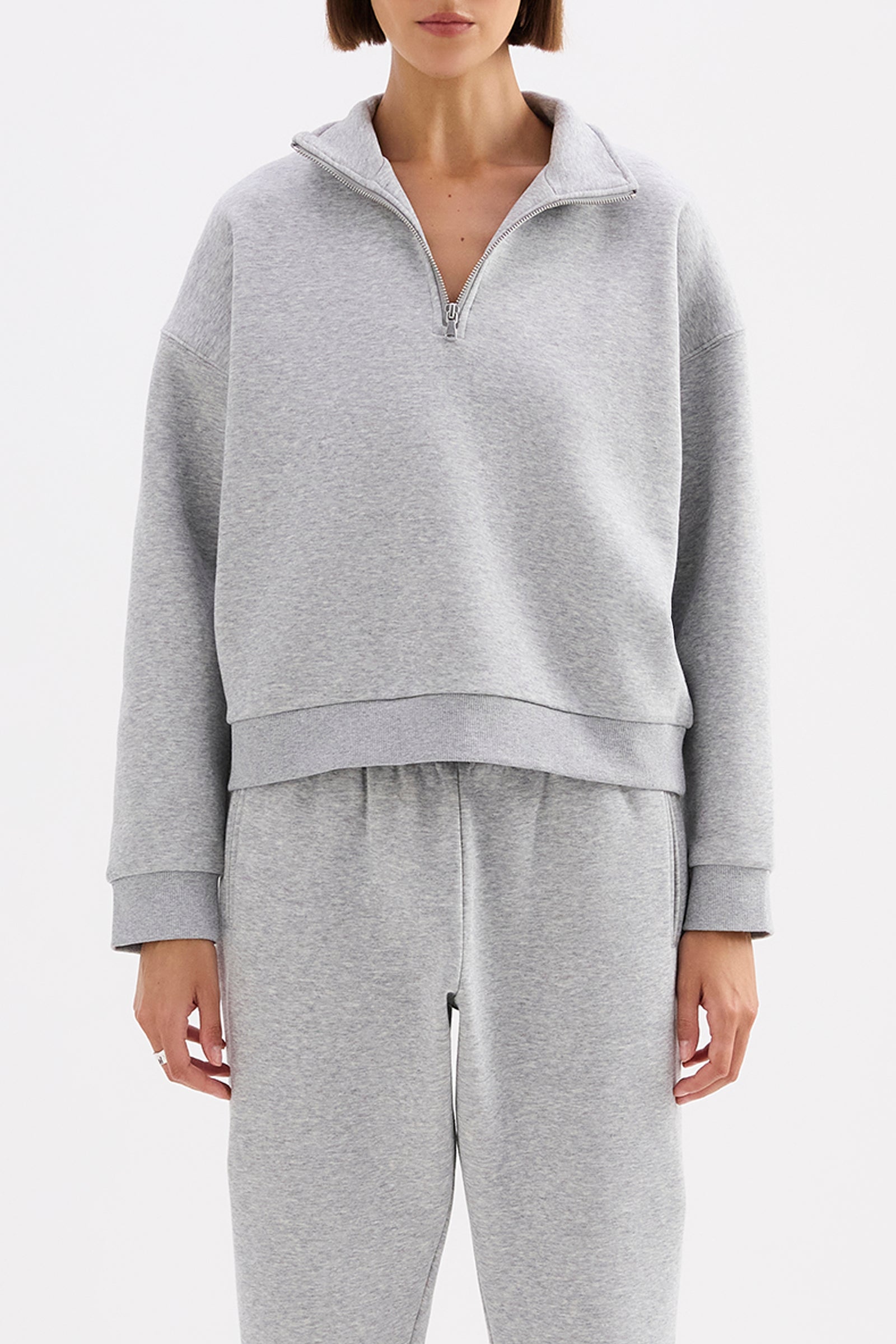 Carter Classic Zip Front Sweat Grey Marle 