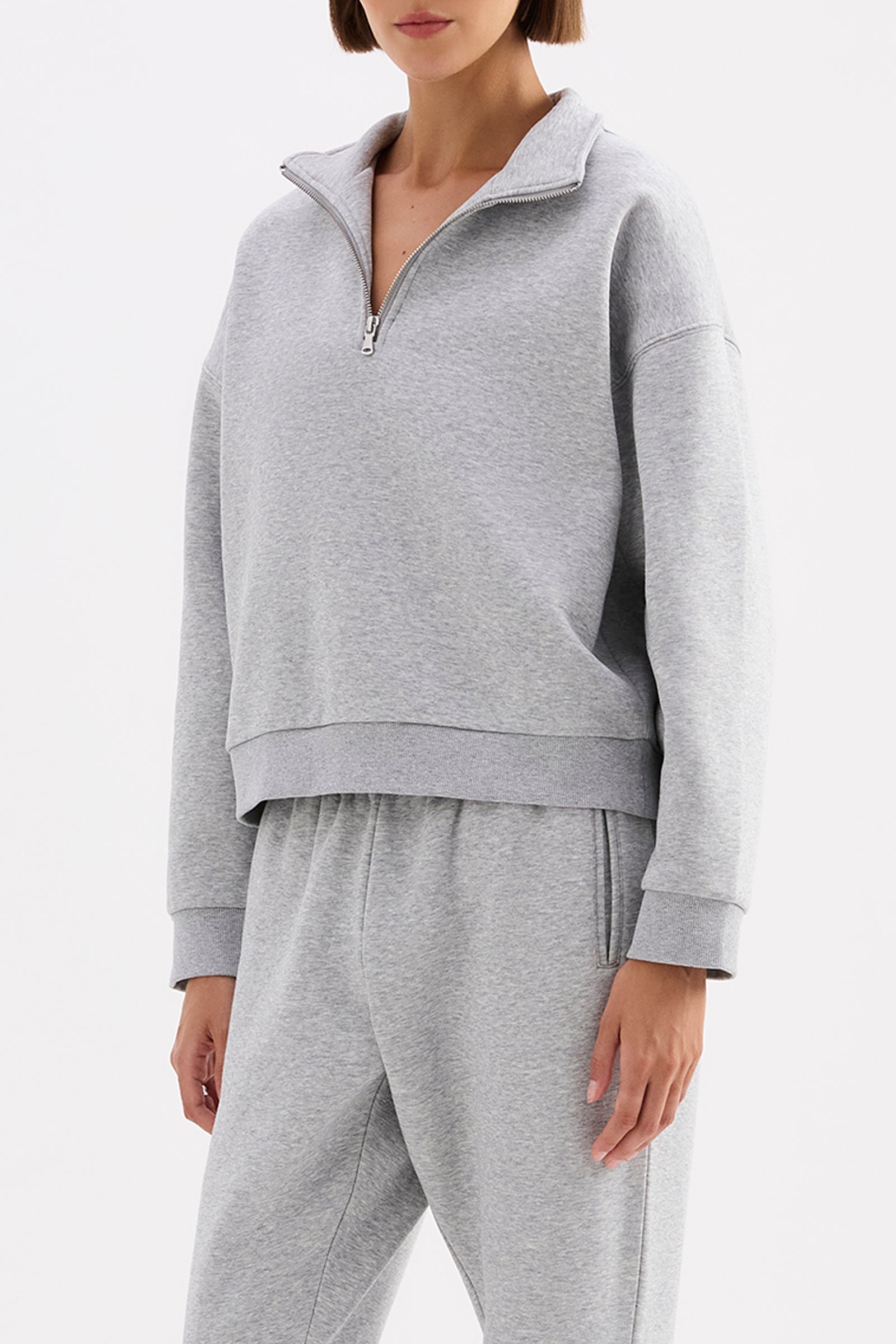 Carter Classic Zip Front Sweat Grey Marle 