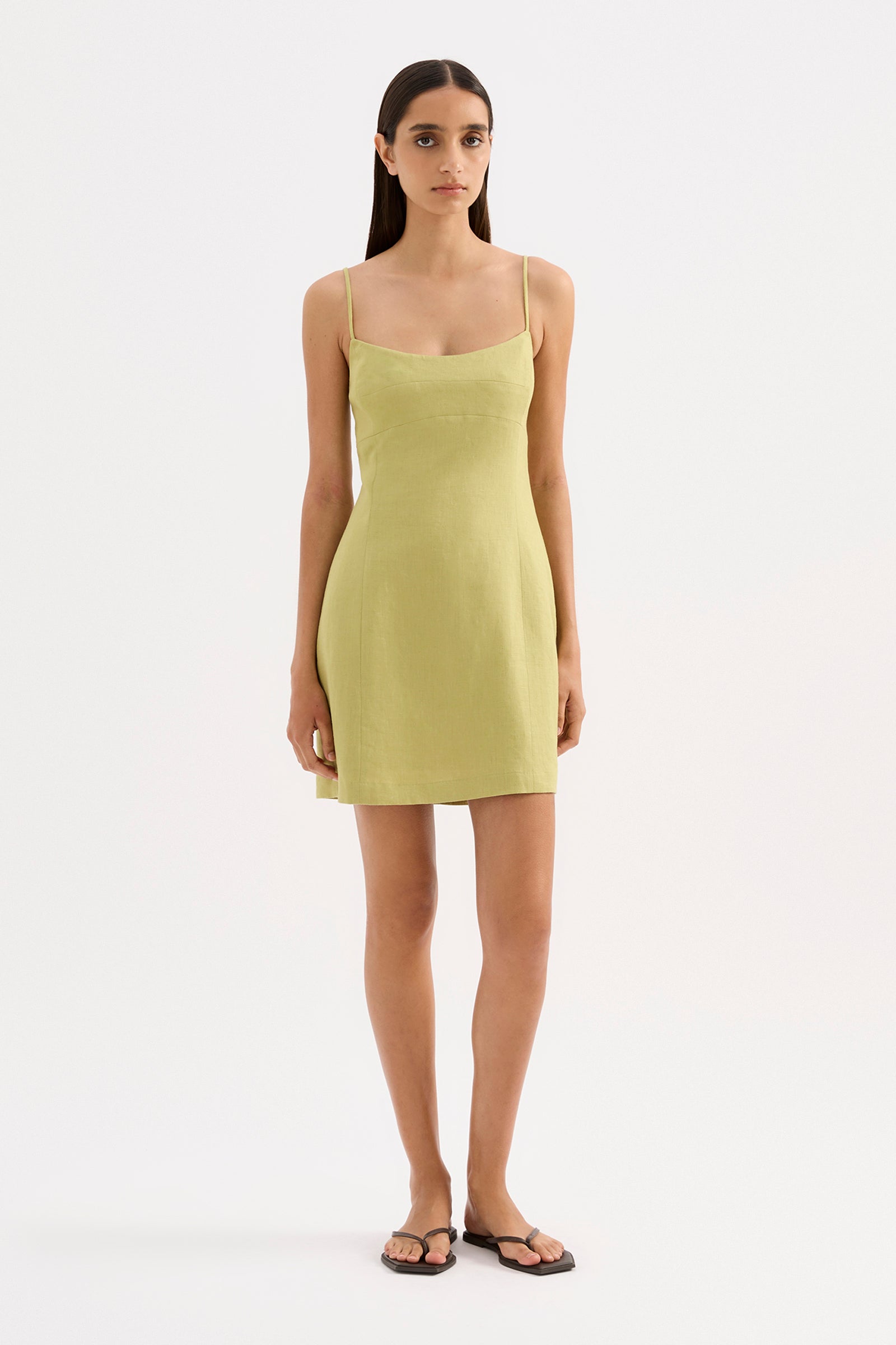 Carmela Linen Mini Dress Kiwi 