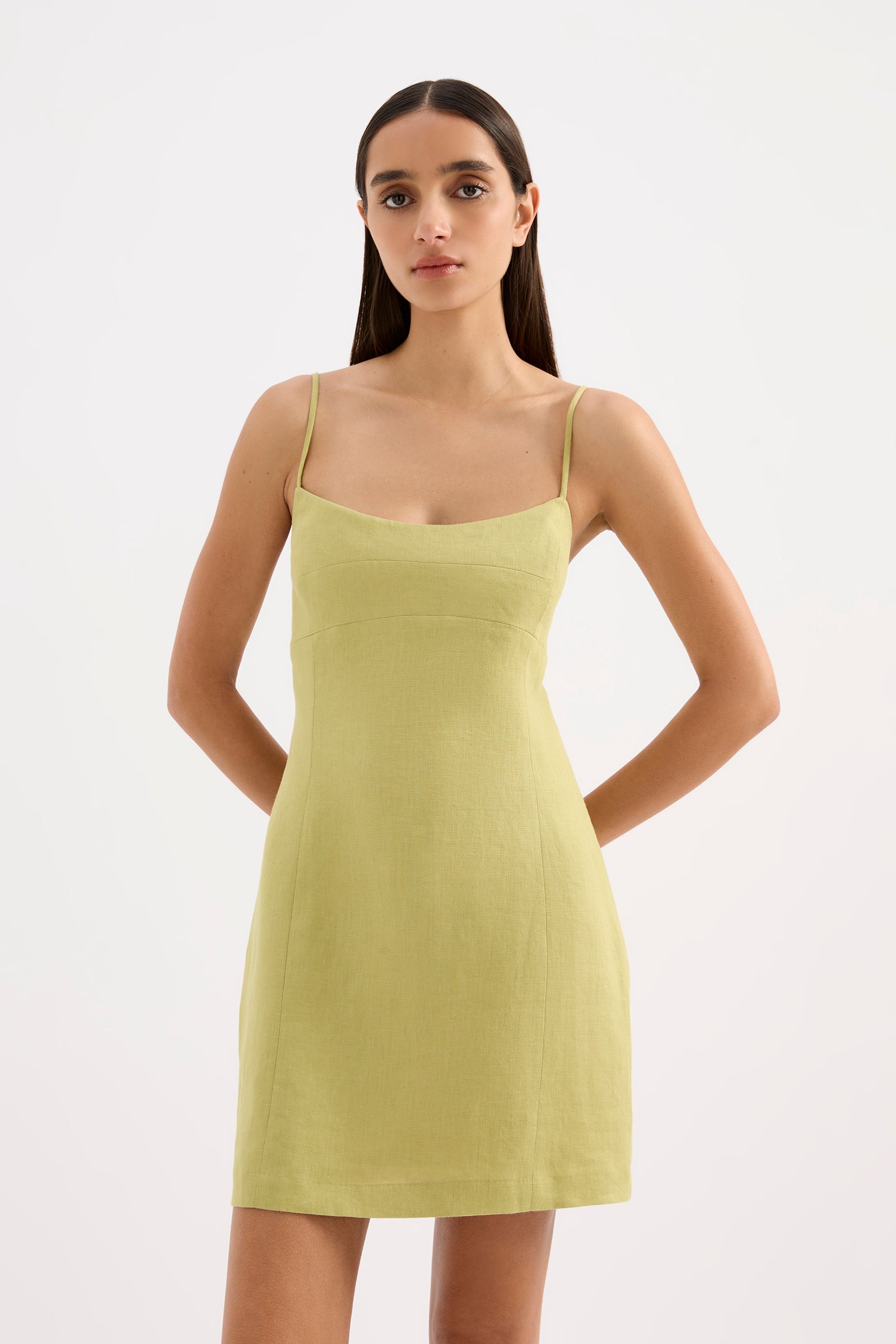 Carmela Linen Mini Dress Kiwi 