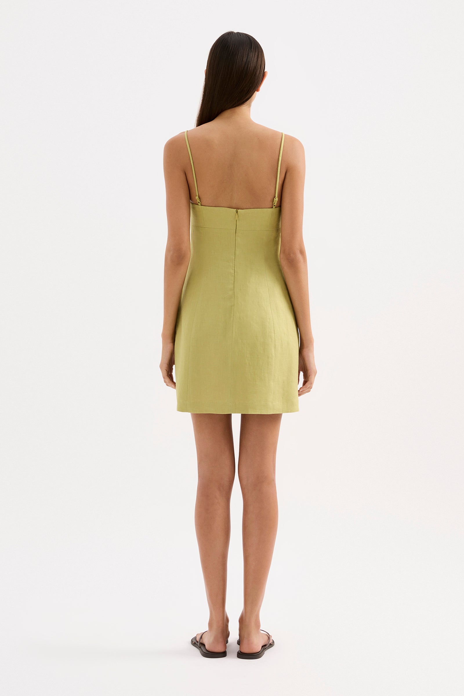 Carmela Linen Mini Dress Kiwi 