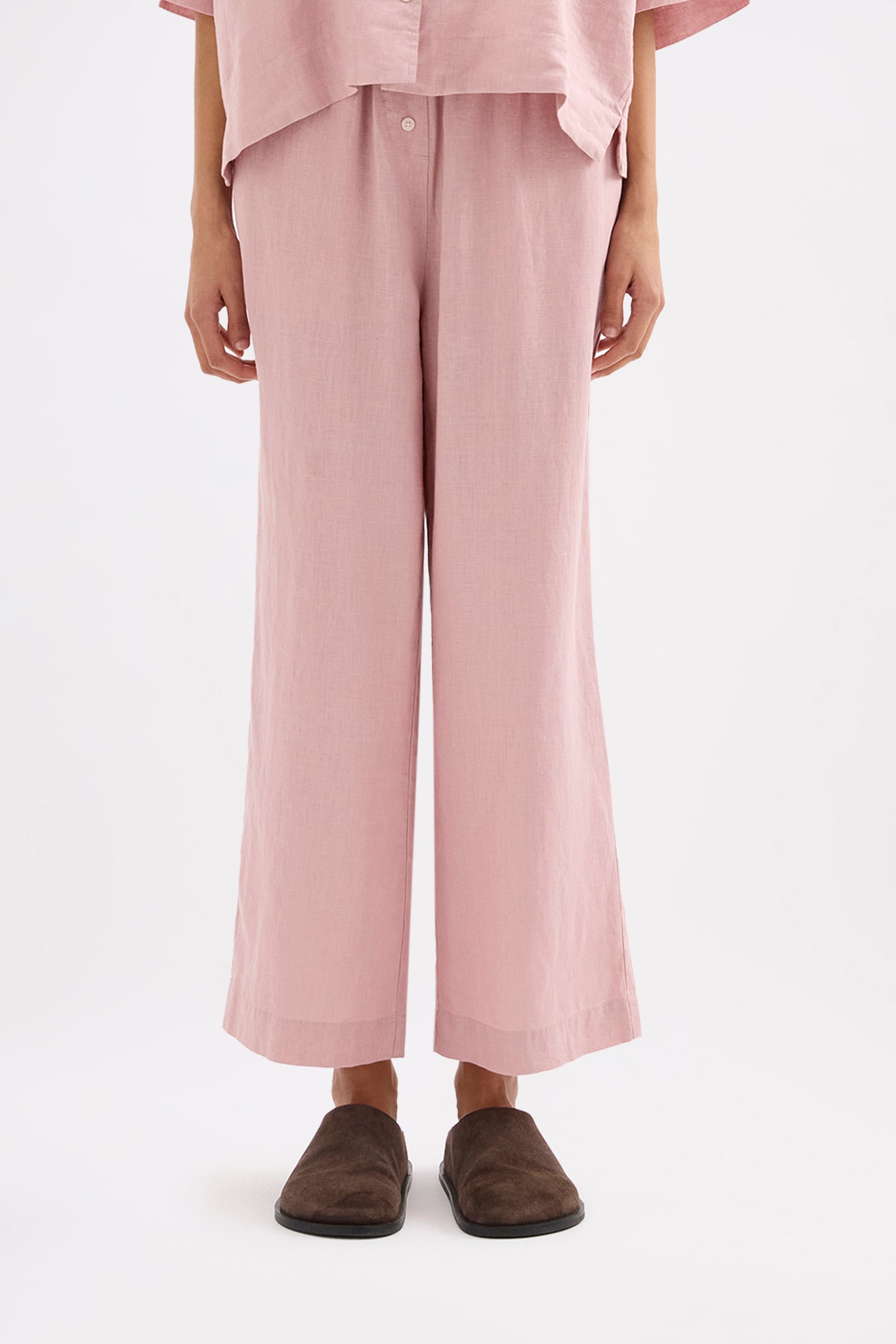 Lounge Linen Crop Pant Blush 