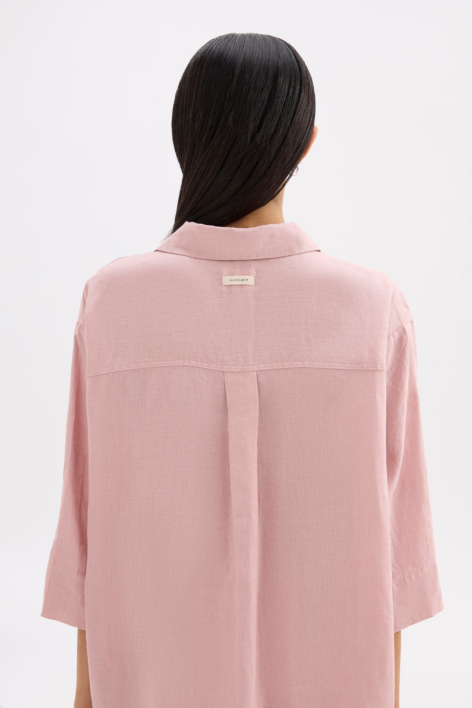 Lounge Linen Longline Shirt Blush 