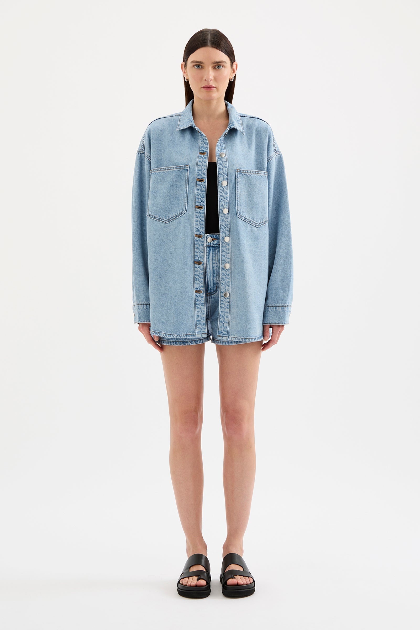 Organic Denim Overshirt Soft Blue 