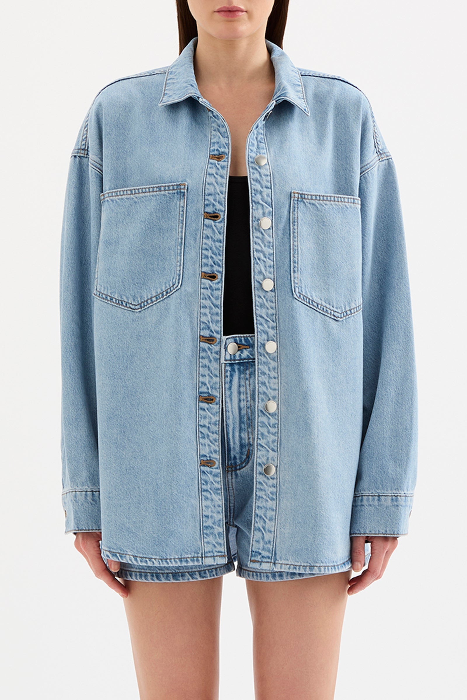 Organic Denim Overshirt Soft Blue 