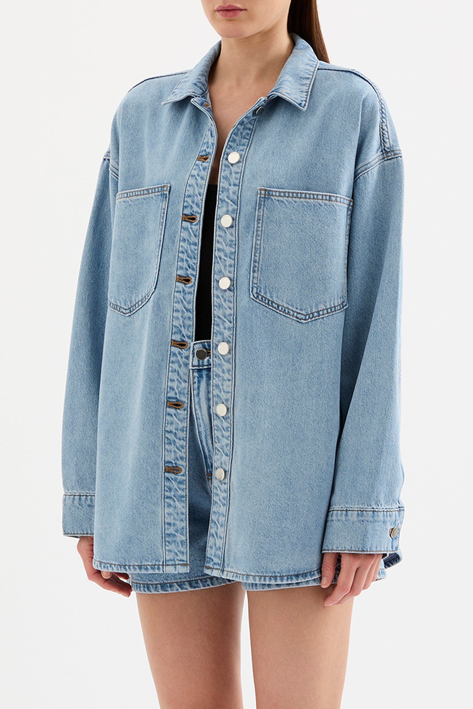 Organic Denim Overshirt Soft Blue 