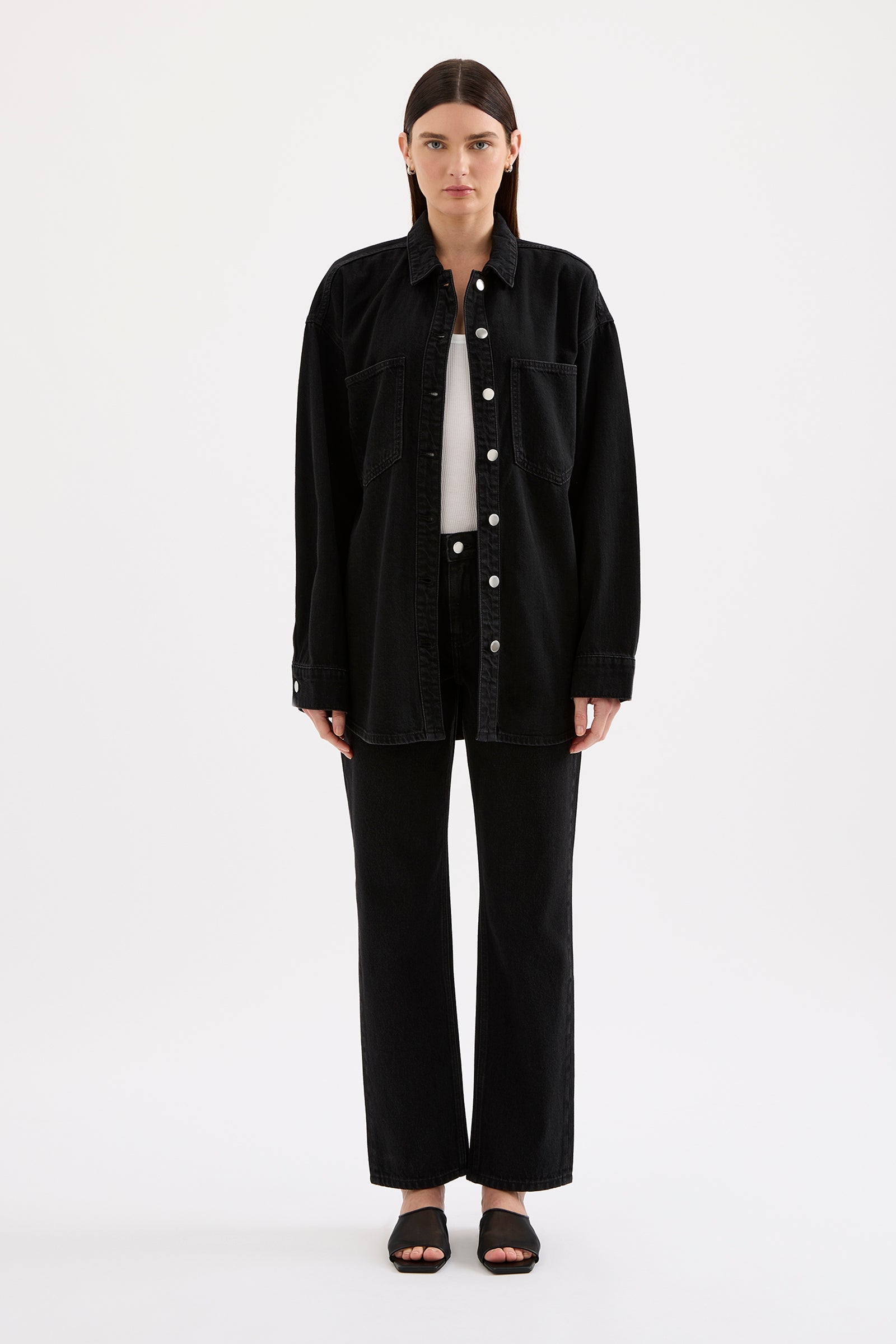 Organic Denim Overshirt Vintage Black 