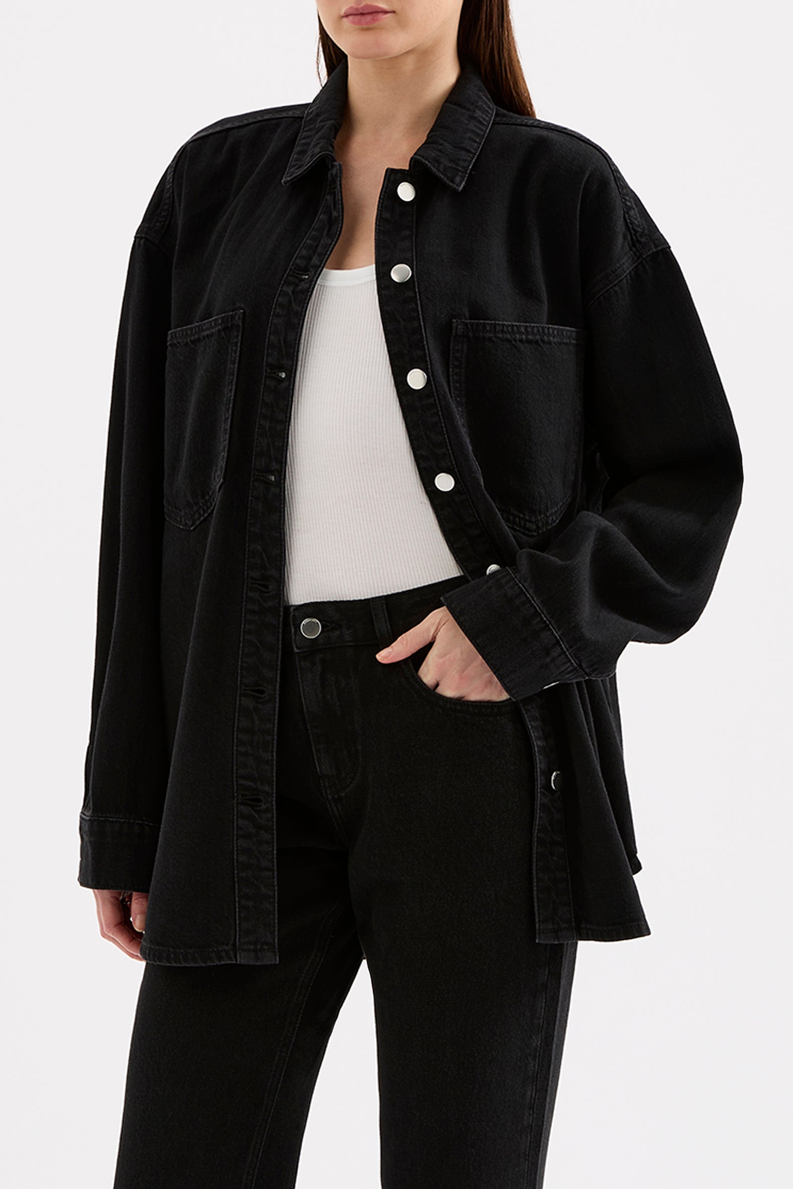 Organic Denim Overshirt Vintage Black 