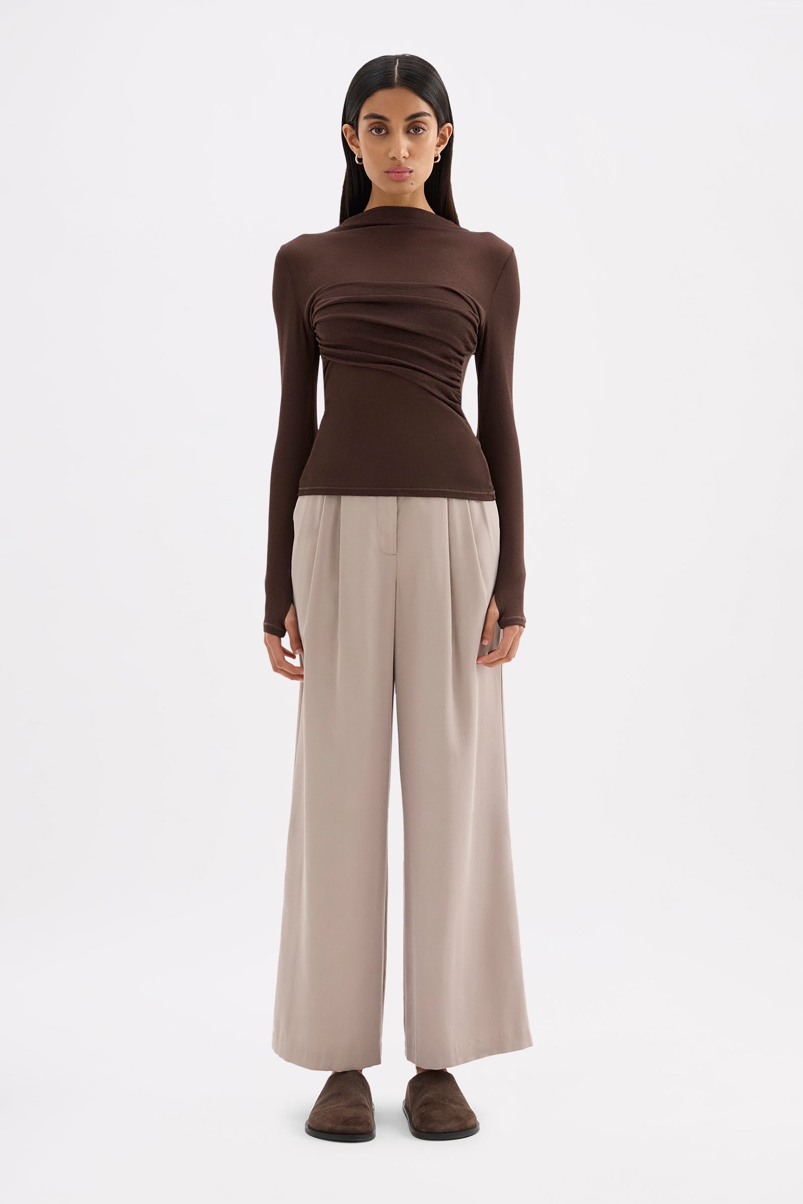 Aster Ls Mesh Top Chocolate 
