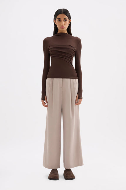 Aster Ls Mesh Top Chocolate 