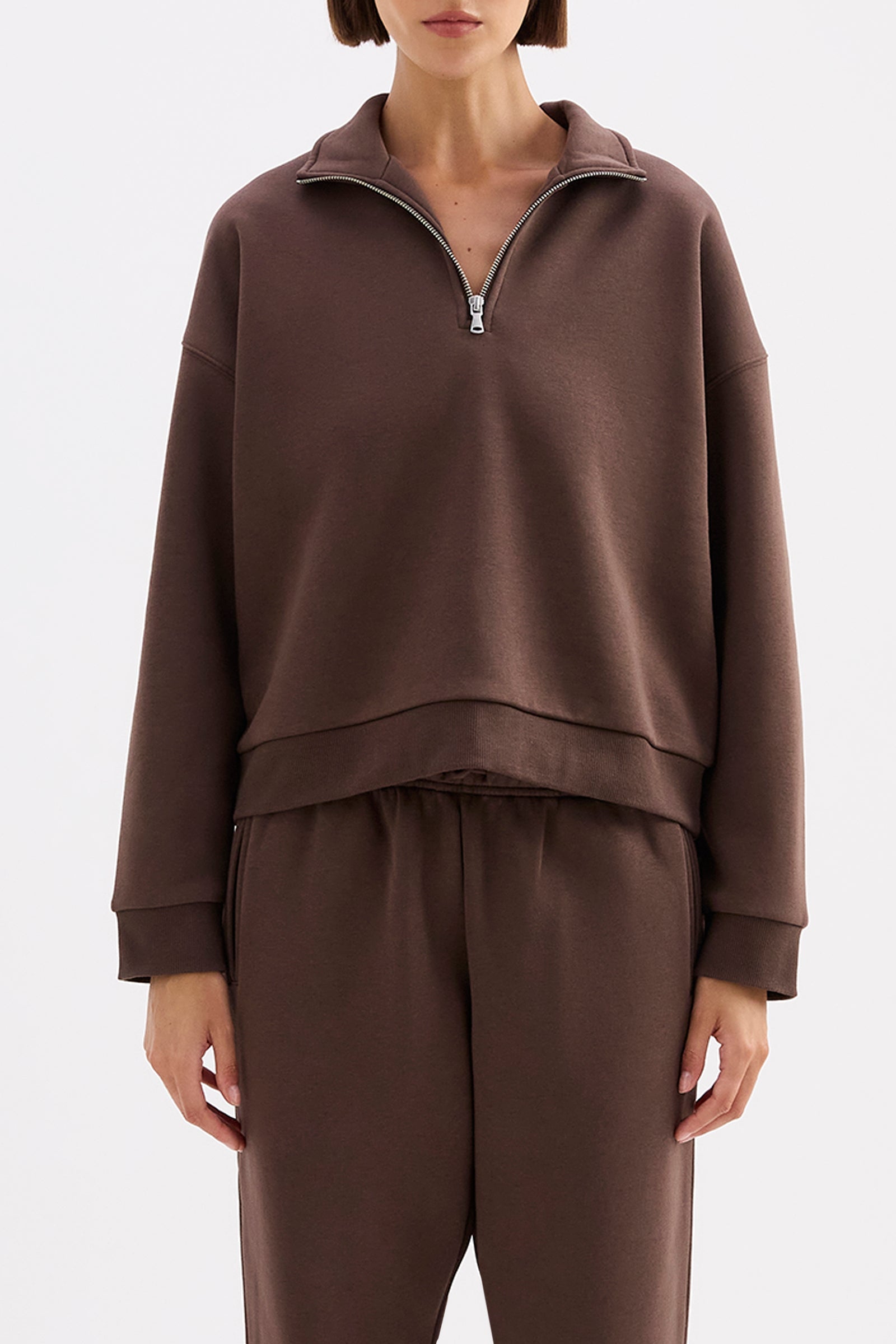 Carter Classic Zip Front Sweat Chocolate 