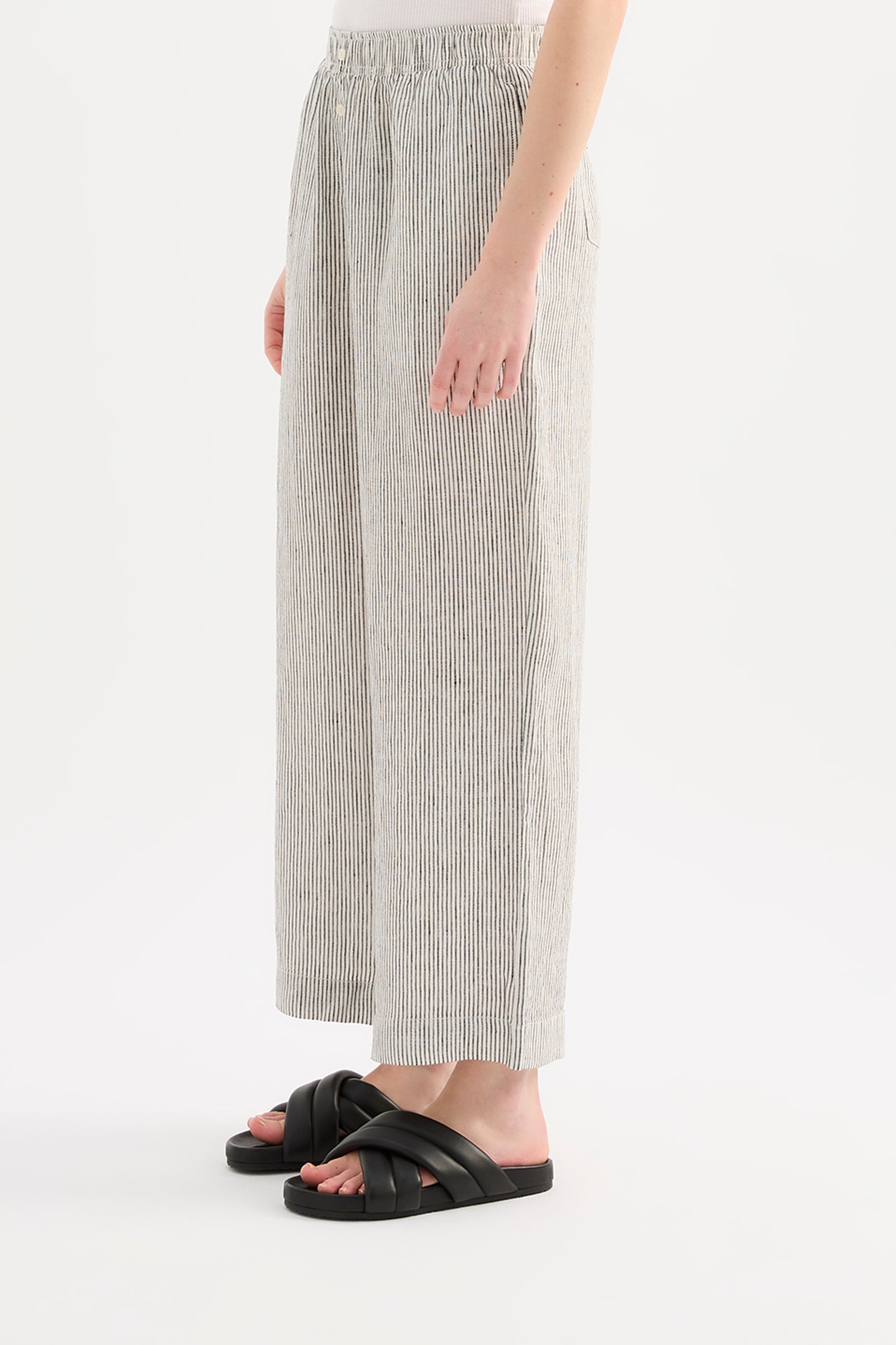 Lounge Stripe Linen Crop Pant Pinstripe 