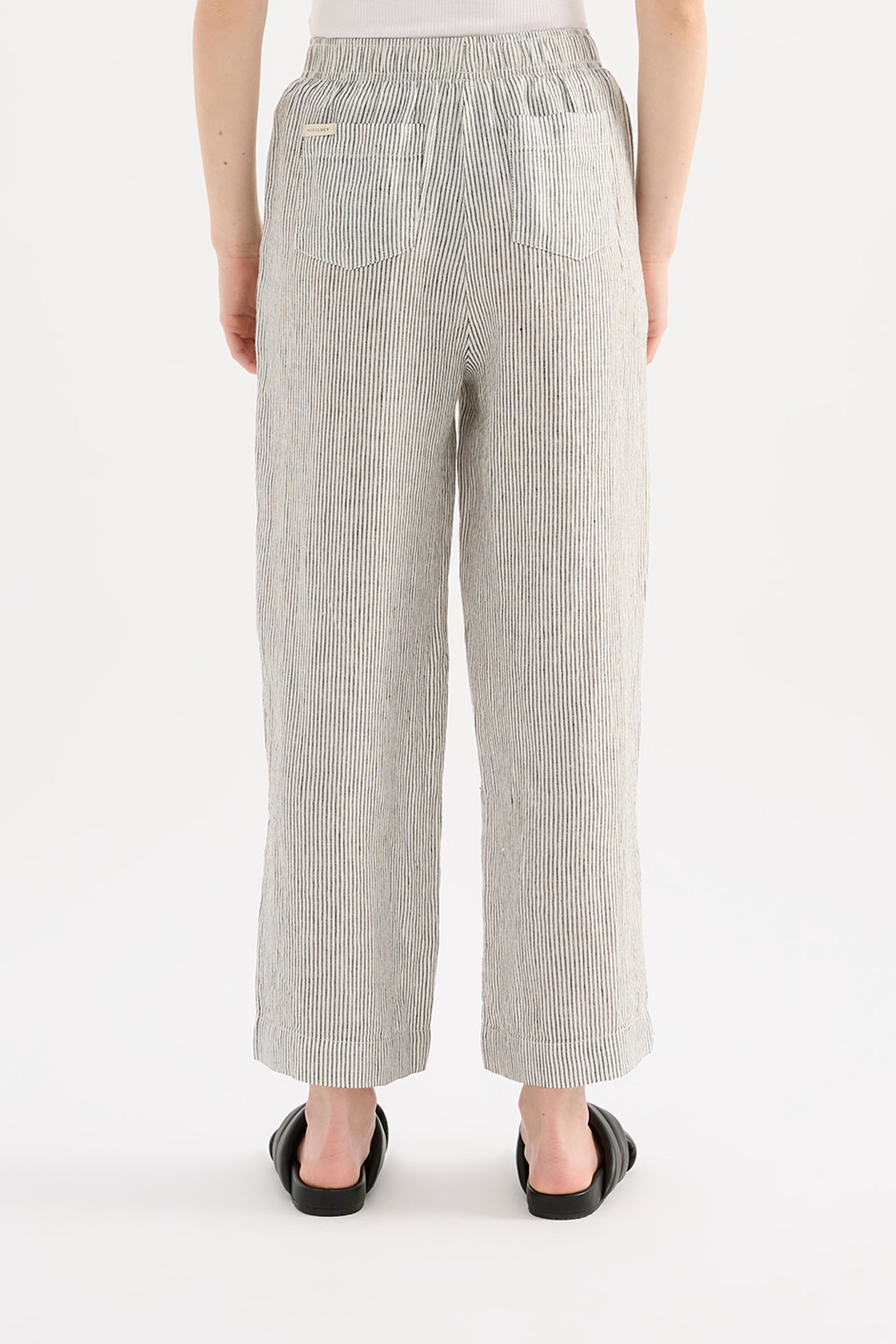 Lounge Stripe Linen Crop Pant Pinstripe 