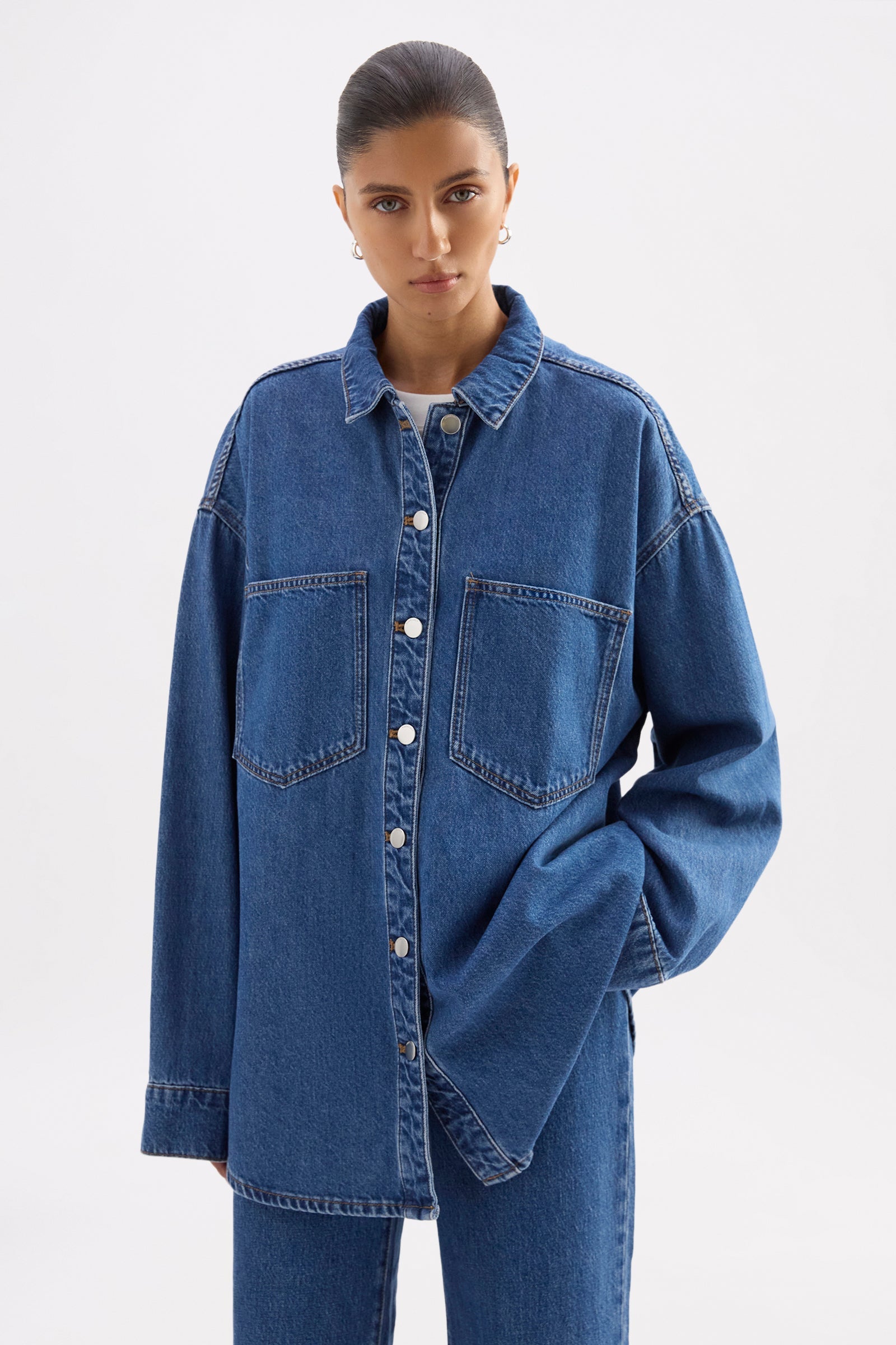 Organic Denim Overshirt Royal Blue 