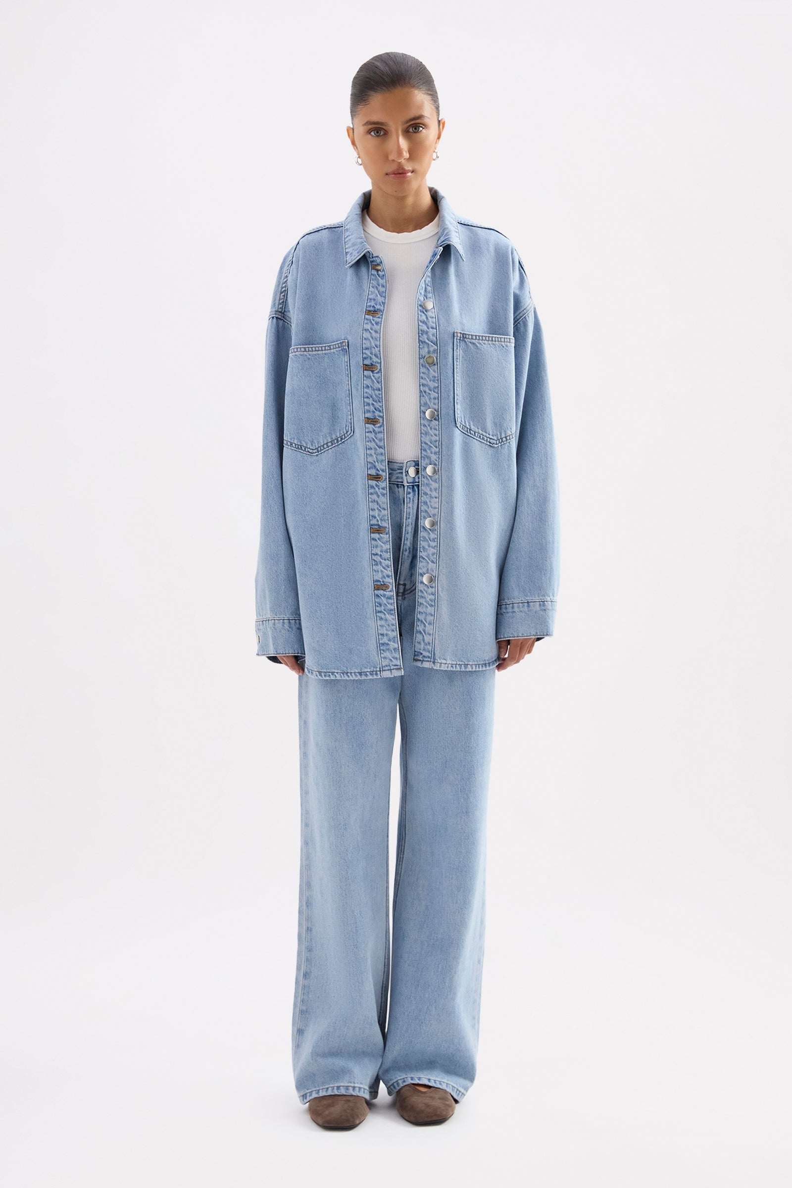 Organic Denim Overshirt Soft Blue 