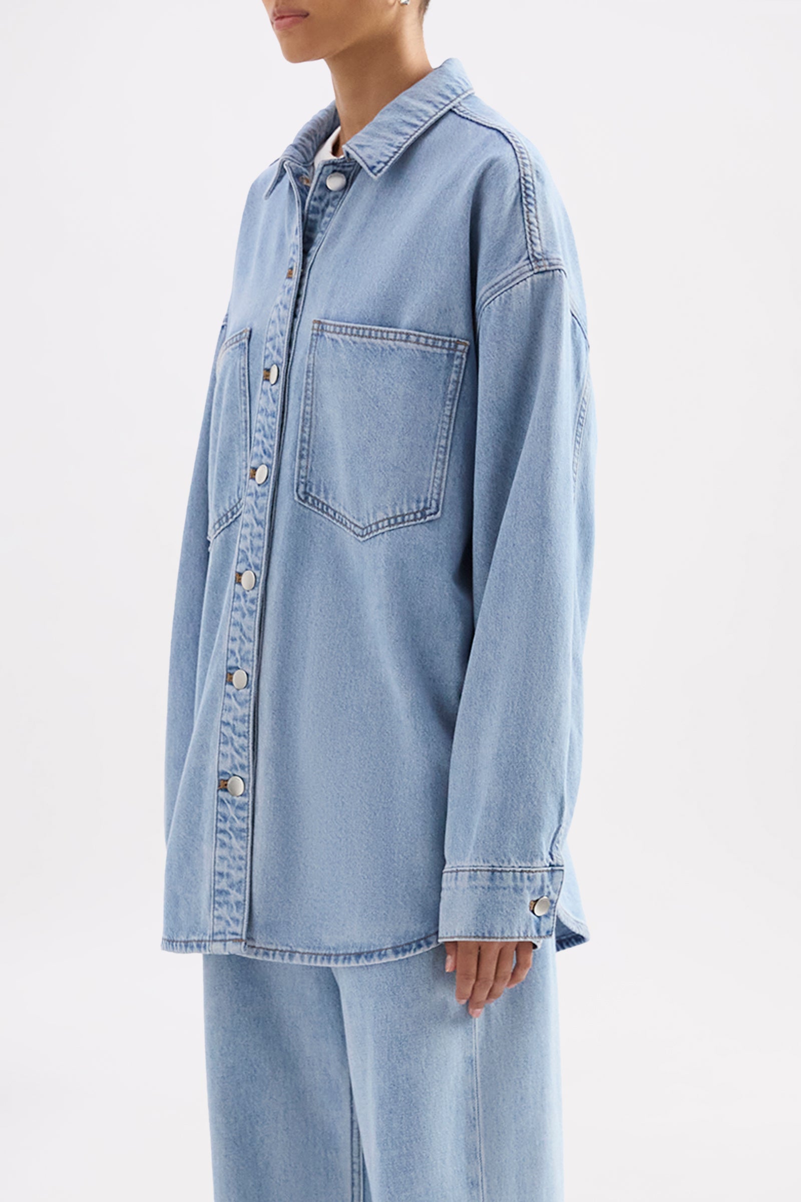 Organic Denim Overshirt Soft Blue 
