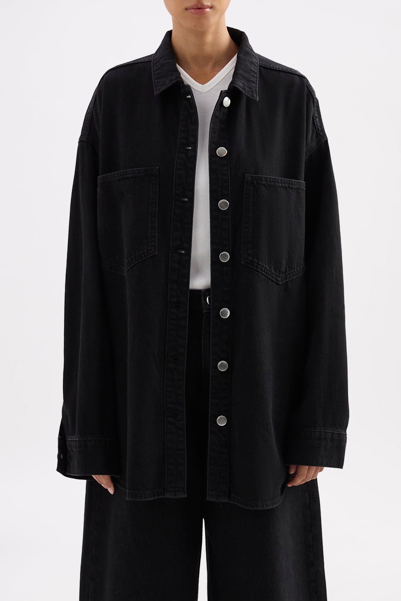 Organic Denim Overshirt Vintage Black 