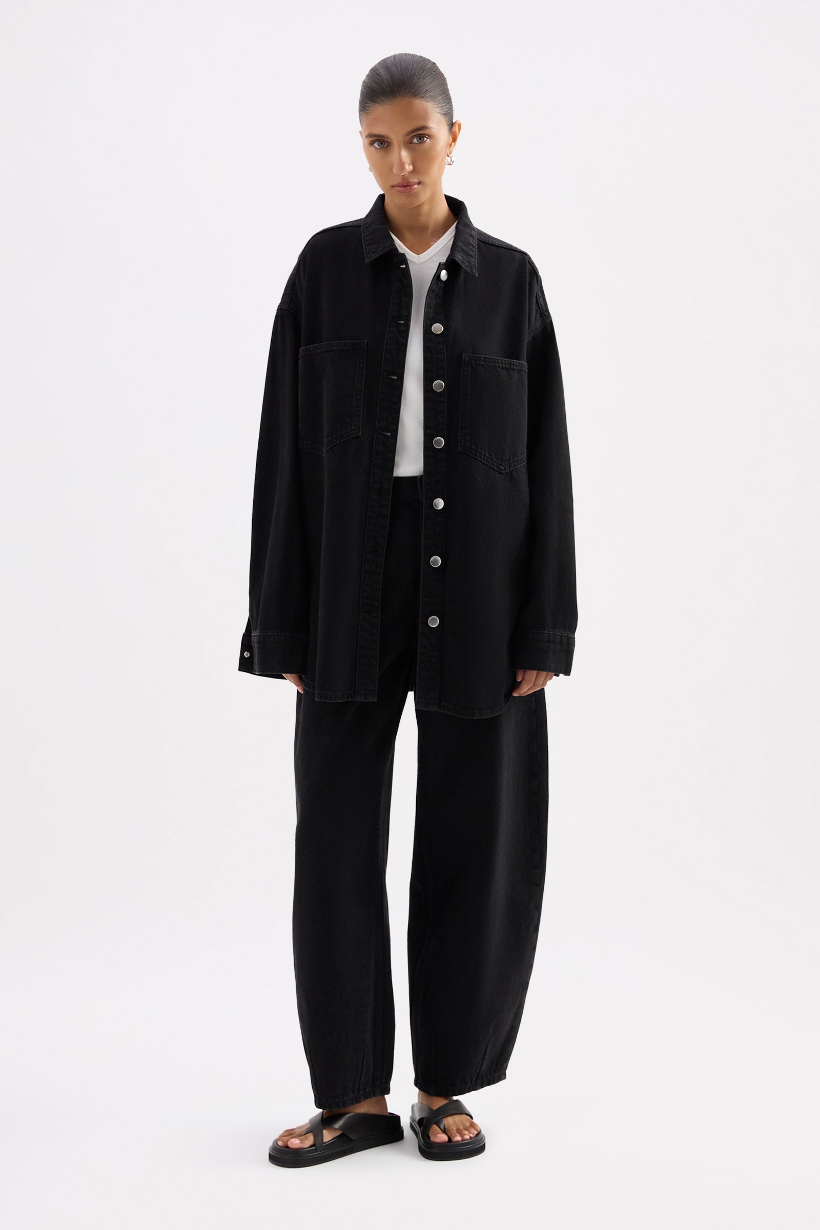Organic Denim Overshirt Vintage Black 