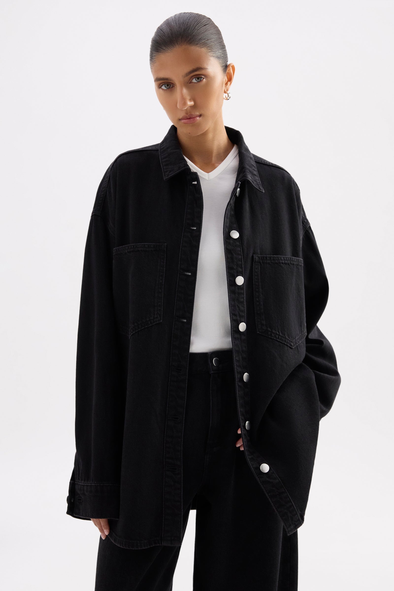 Organic Denim Overshirt Vintage Black 