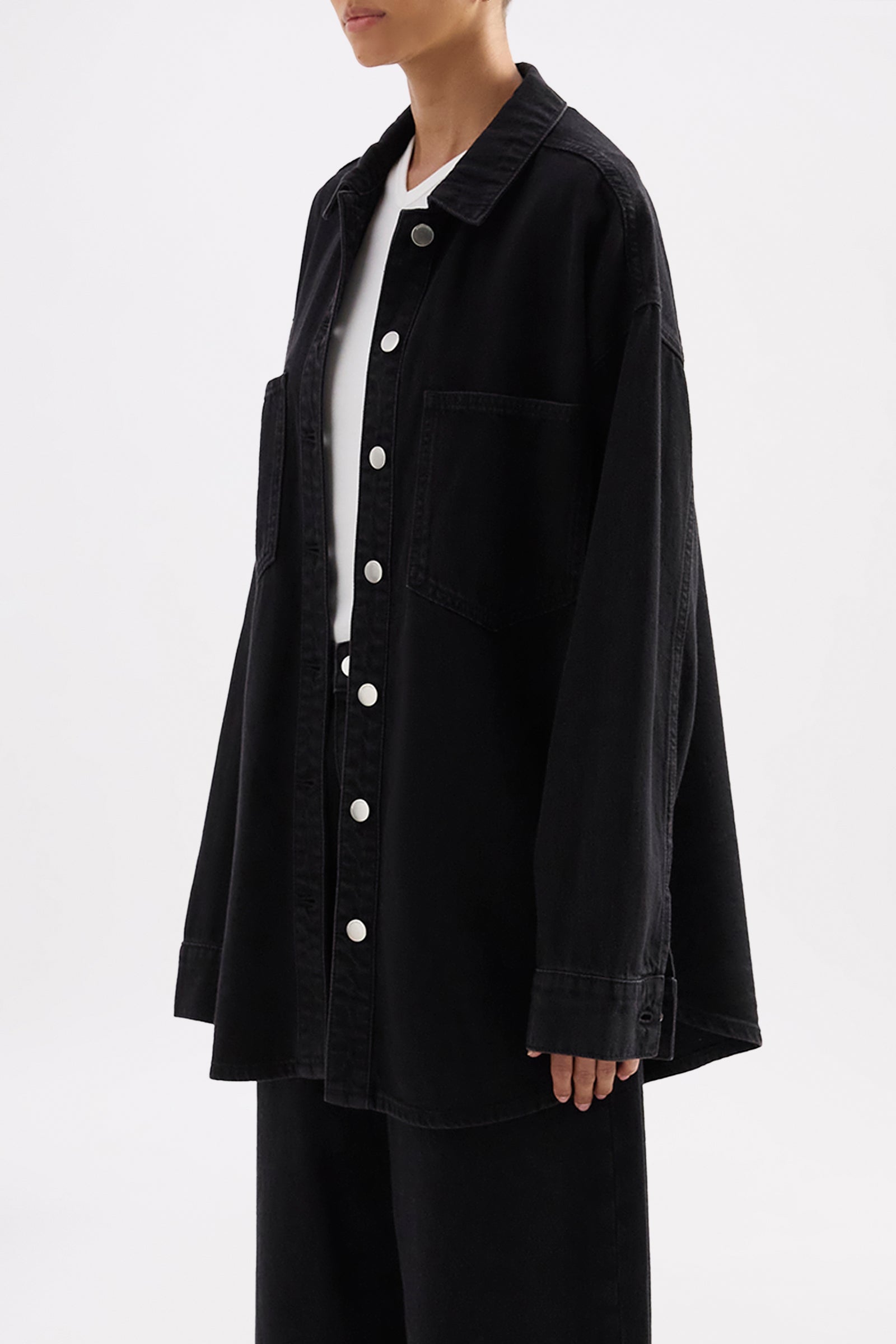 Organic Denim Overshirt Vintage Black 