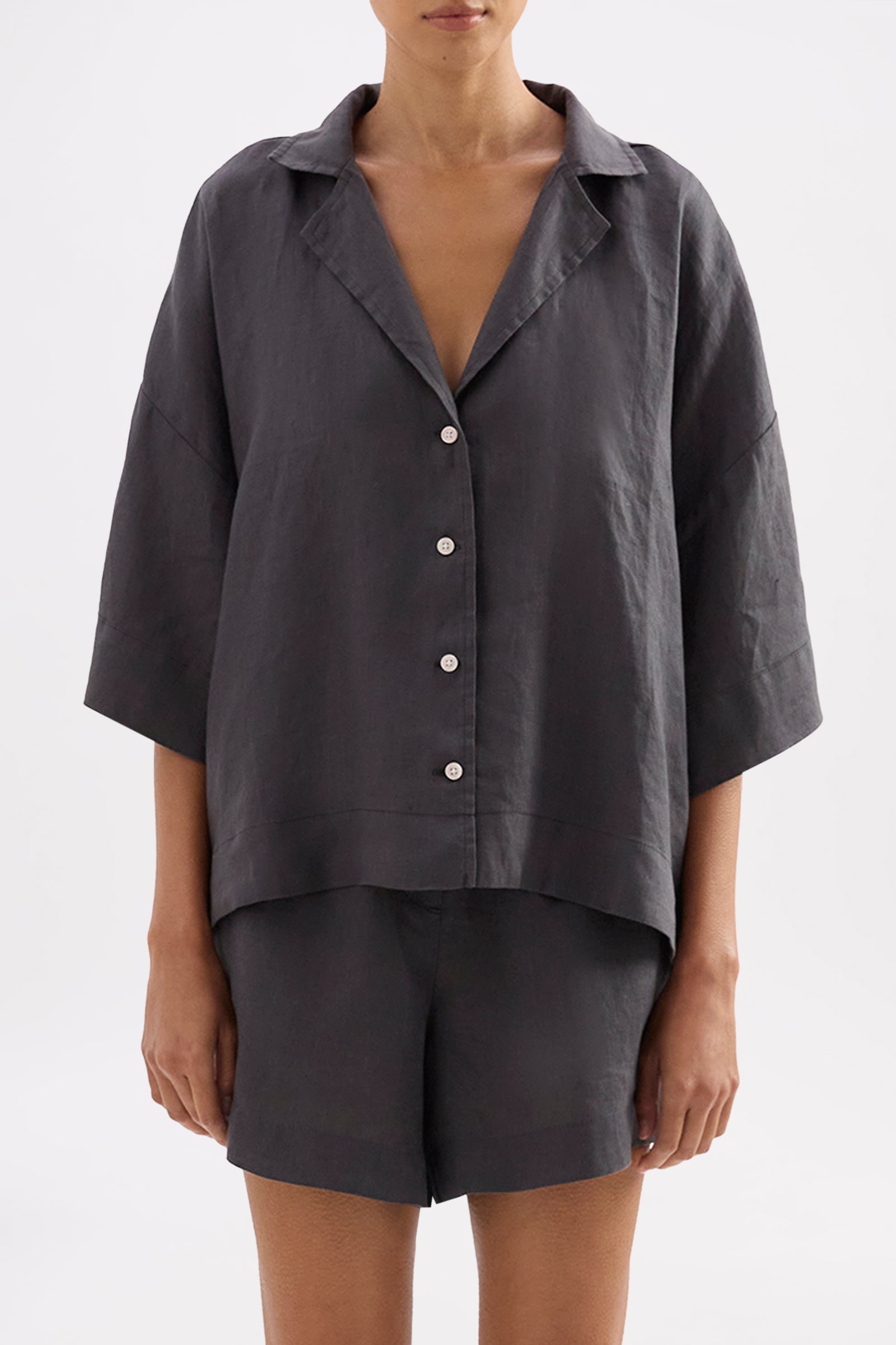 Lounge Linen Shirt Coal 