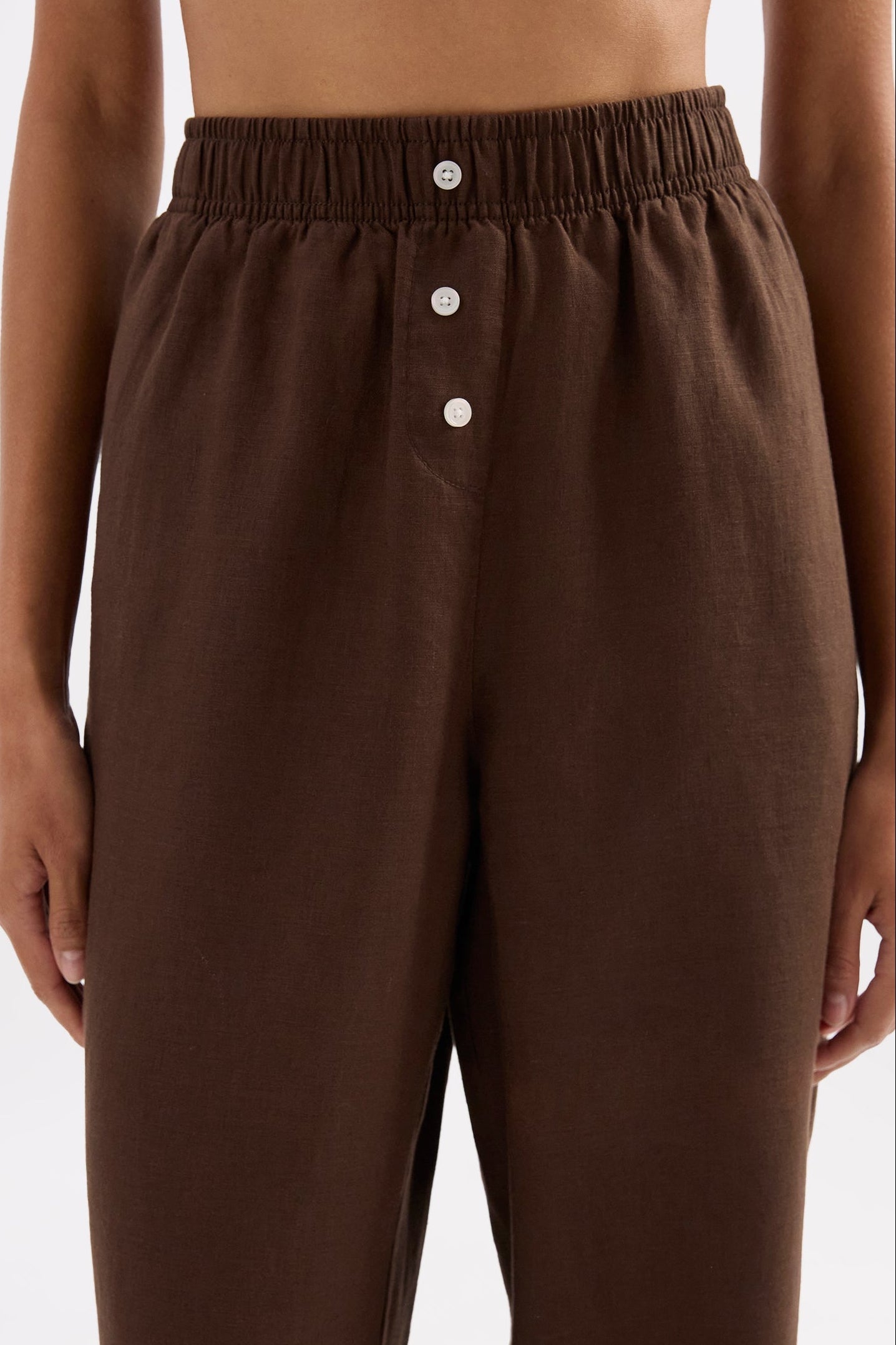 Lounge Linen Crop Pant Chocolate 