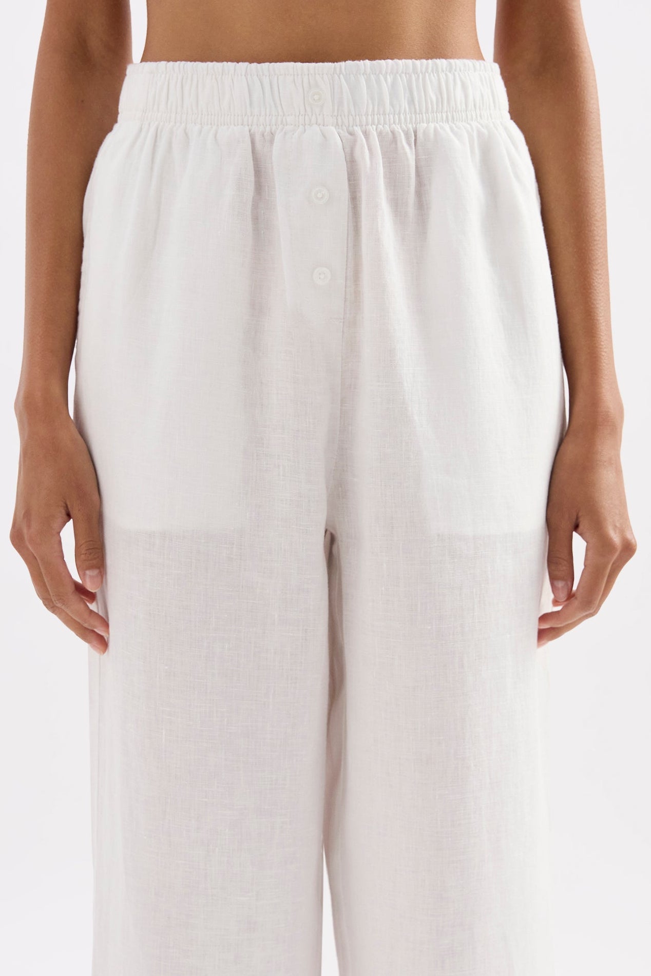 Lounge Linen Crop Pant White 