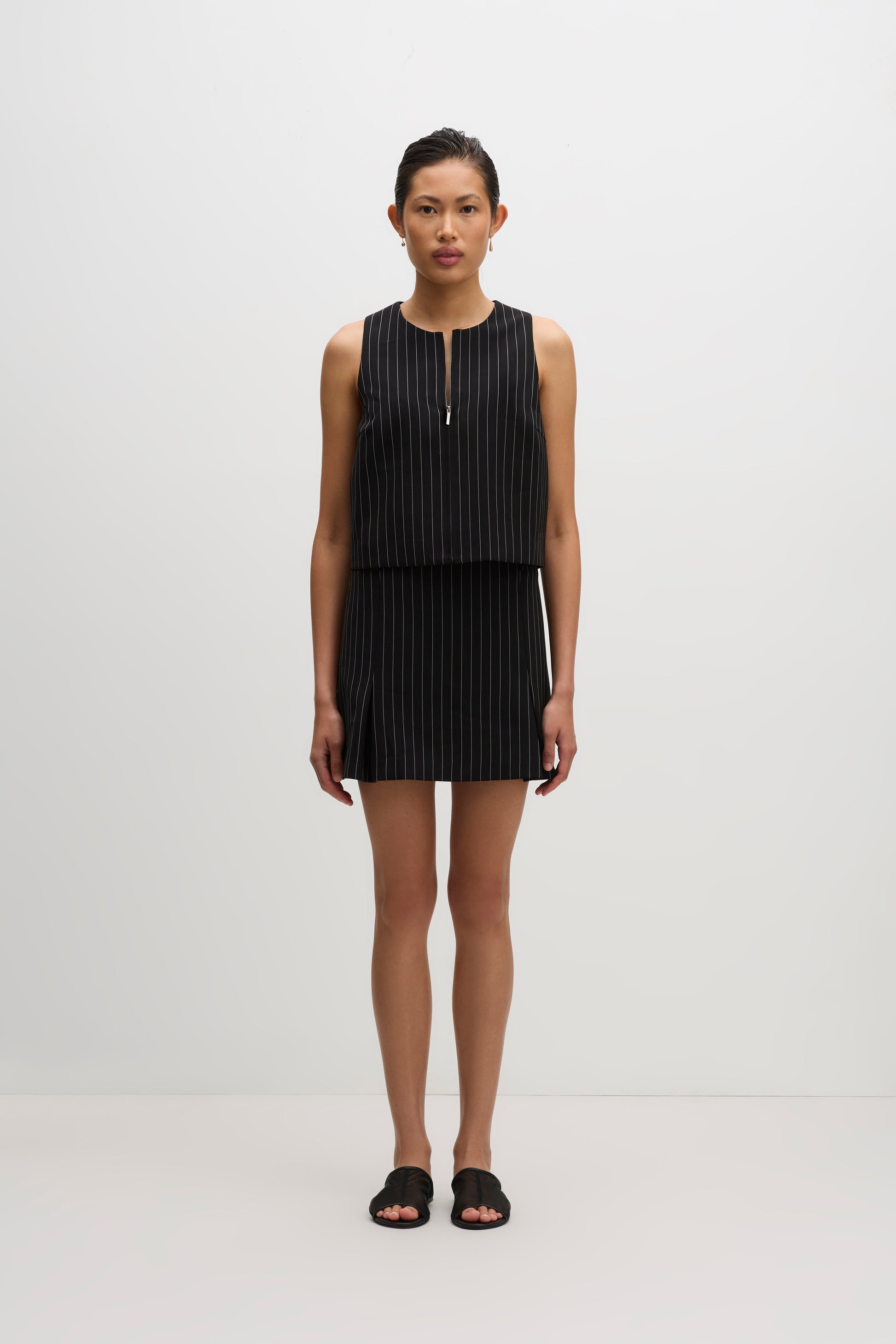 Maeve Pinstripe Mini Skirt Black Pinstripe 